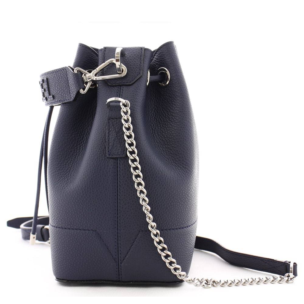 Sac seau cuir grainé Lancel Ninon S A1092280TU Bleu pétrole profil