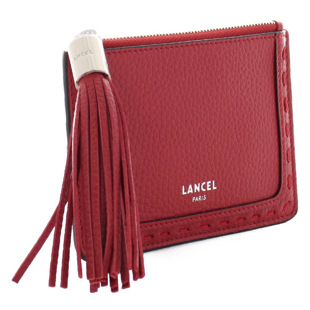 Porte-cartes zippé cuir grainé Lancel Premier Flirt A10925IRTU Rouge côté