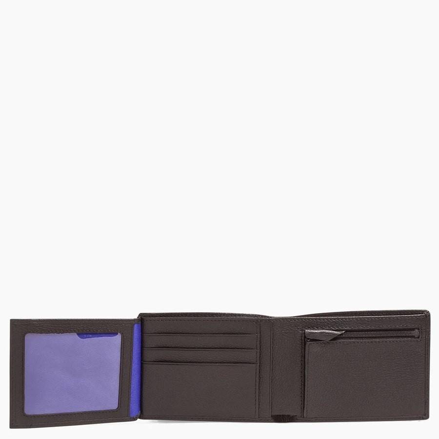 Portefeuille horizontal zippée 2 volets Charles TCHA3310Y41 Noir (fil bleu) rangements cartes