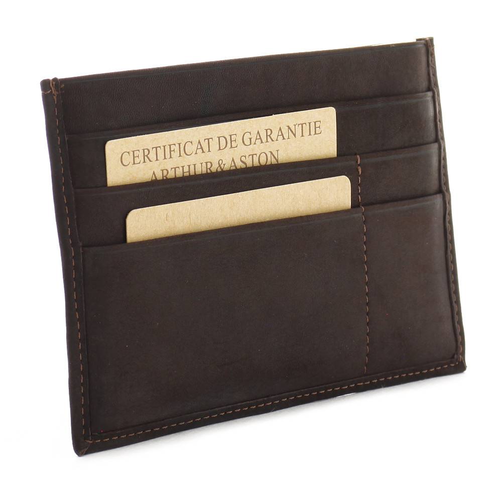 Porte papiers Arthur & Aston en cuir gras Louis 94804 C couleur Châtaigne, vue de profil