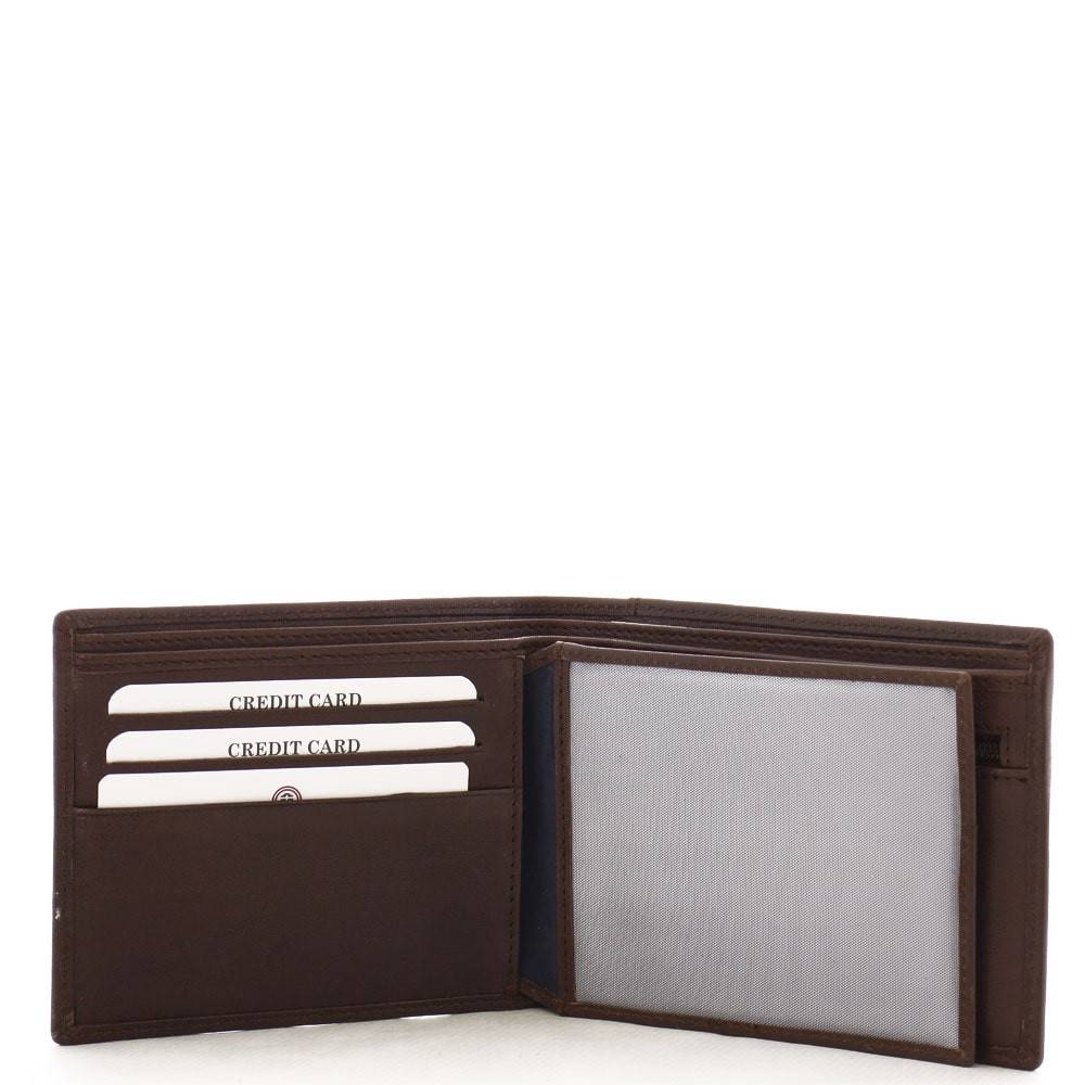 Porte-cartes porte monnaie Serge Blanco en cuir ligne Anchorage, référence ANC21044 chocolat fenêtre transparente