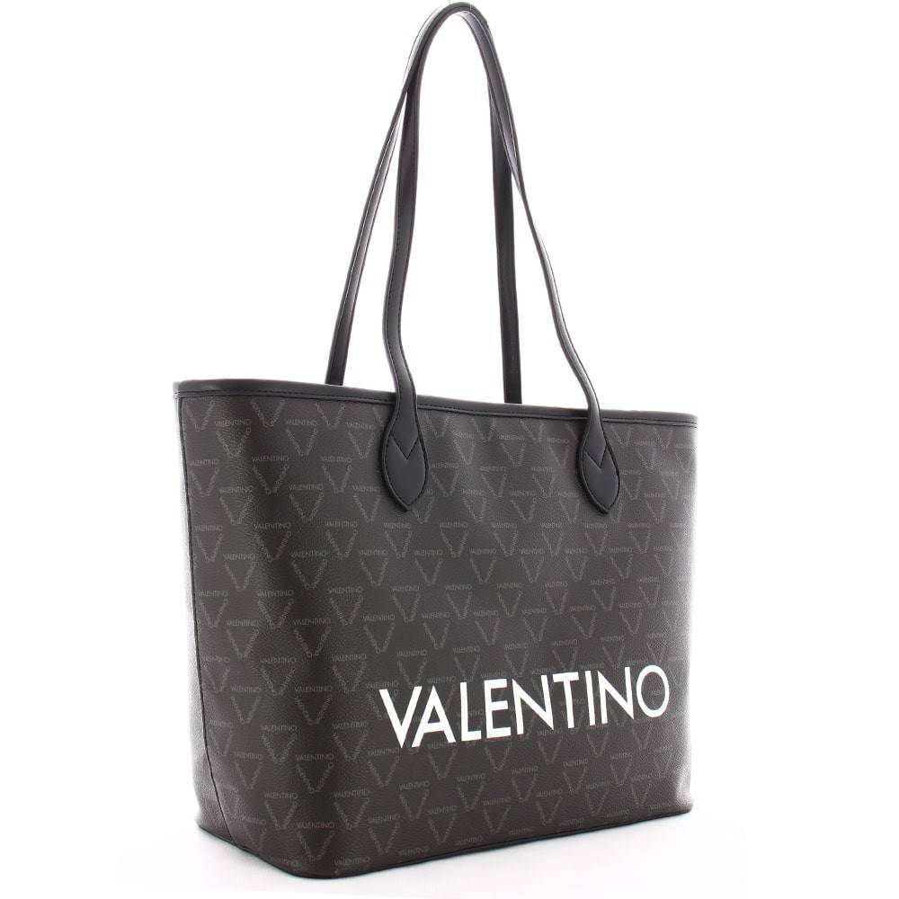 Sac shopping imprimé logo Valentino Liuto VBS3KG01 395 Noir multi côté