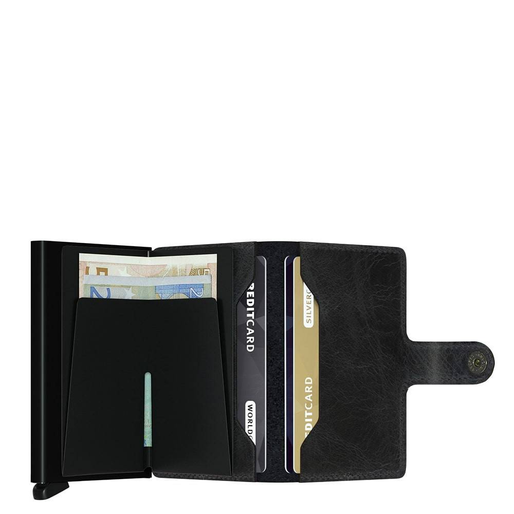 Porte-cartes Secrid Miniwallet Vintage cuir effet vieilli MV-BLACK Noir intérieur