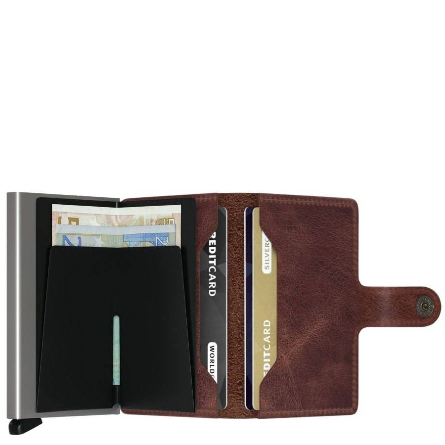 Porte-cartes Secrid Miniwallet Vintage cuir effet vieilli MV-BROWN Marron intérieur