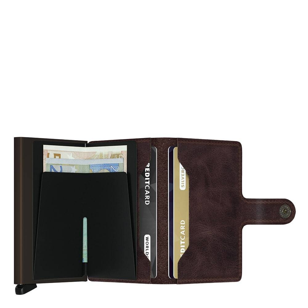Porte-cartes Secrid Miniwallet Vintage cuir effet vieilli MV-CHOCOLATE Chocolat (Marron foncé) intérieur