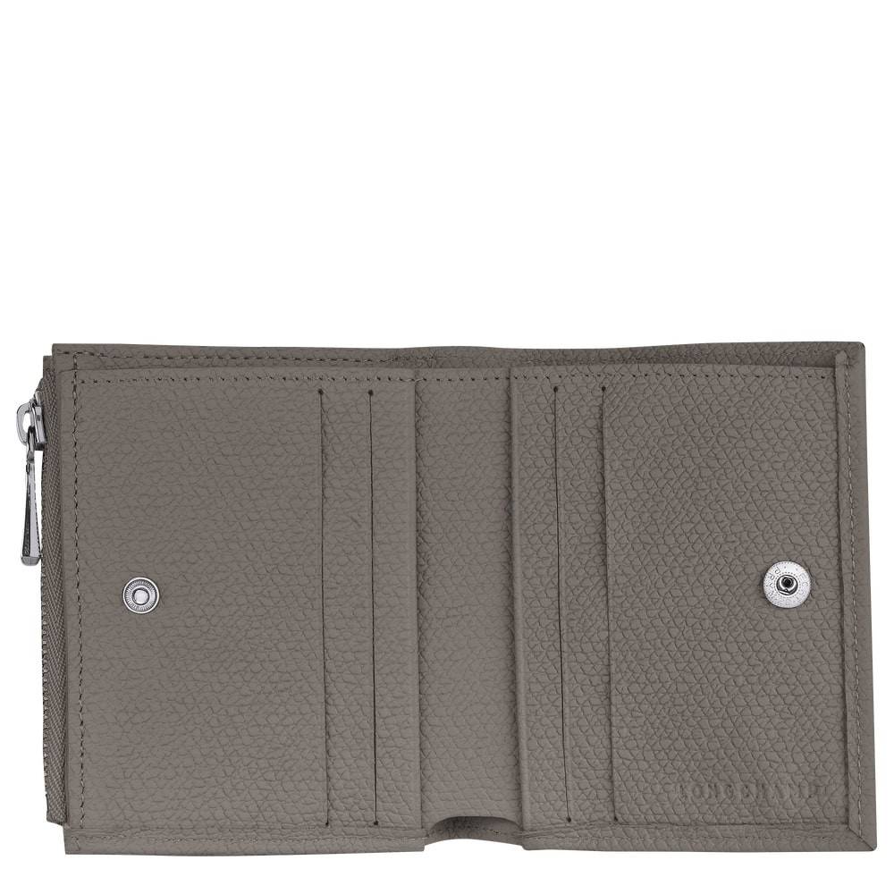 Petit portefeuille compact Roseau 30009HPNP55 Tourterelle vue intérieure avec bouton pression