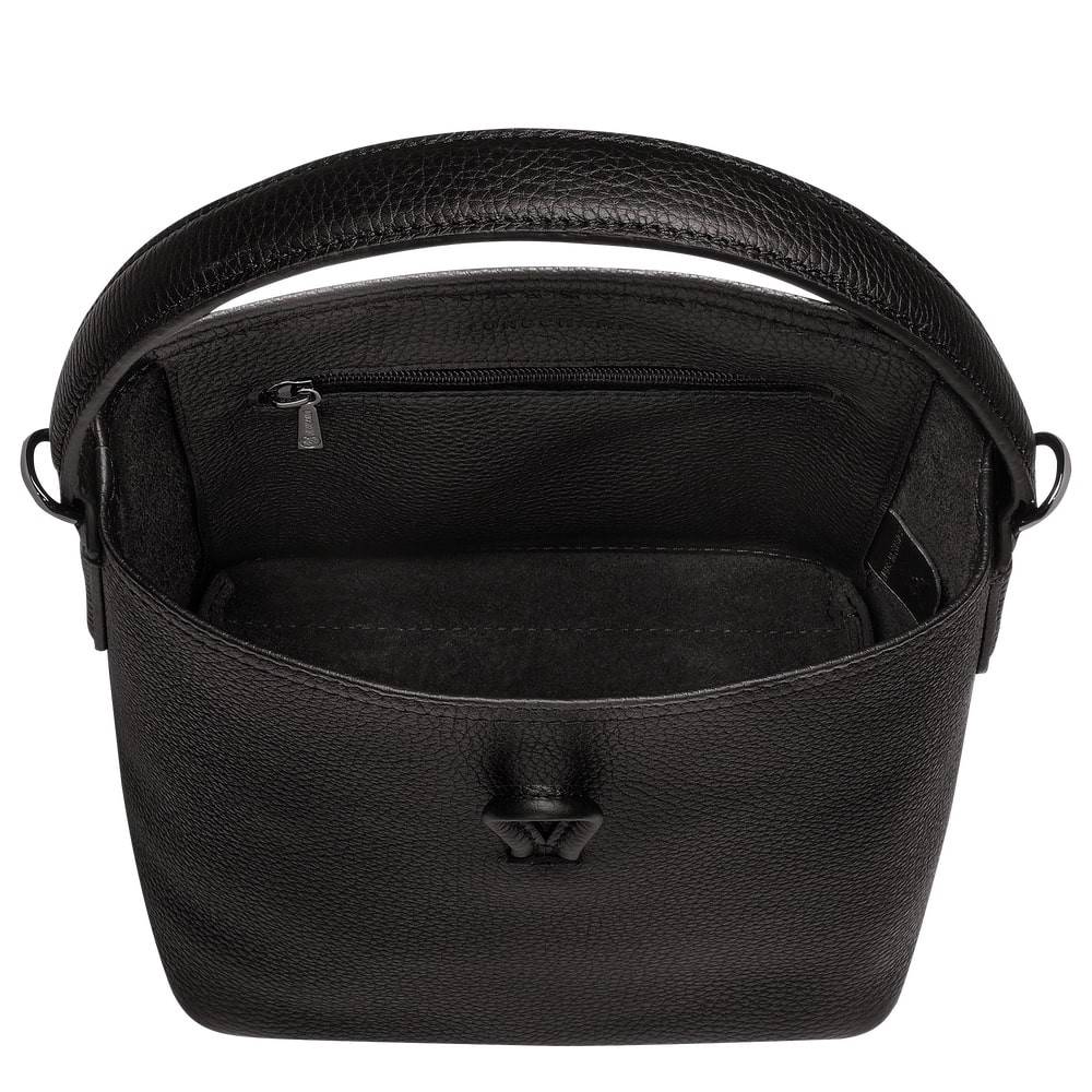 Sac seau Longchamp Roseau Essential S 10159968001 Noir vue intérieure avec poche zippée