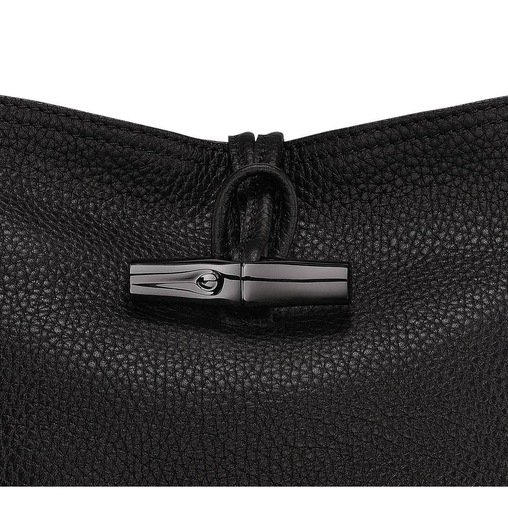 Sac seau Longchamp Roseau Essential S 10159968001 Noir vue zoomée avec fermoir