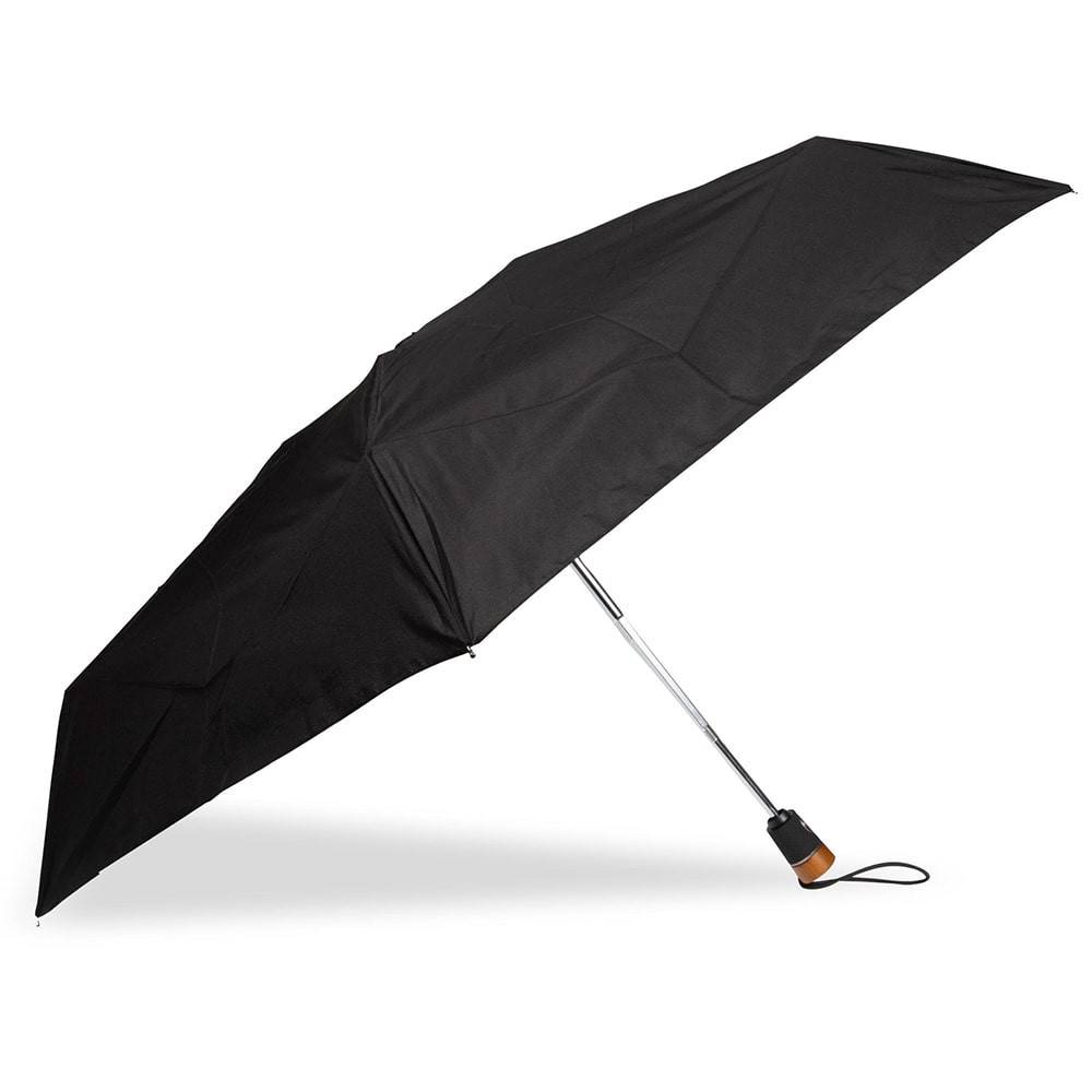Parapluie bois deluxe Isotoner X-TRA solide 09487-NR3 couleur noir vue de côté