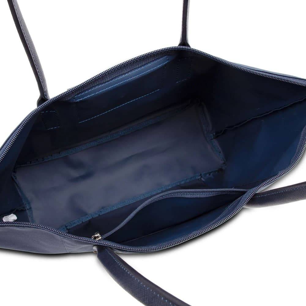Grand sac cabas Lancaster Smart KBA 516-31-BLEUFONC Bleu foncé vue intérieure sur poche zippée