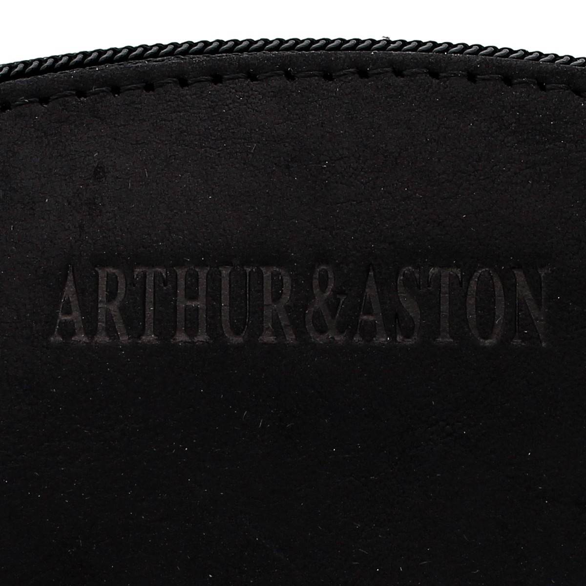 Porte-monnaie zippé Arthur & Aston Grace en cuir 94-154 Noir détails logo