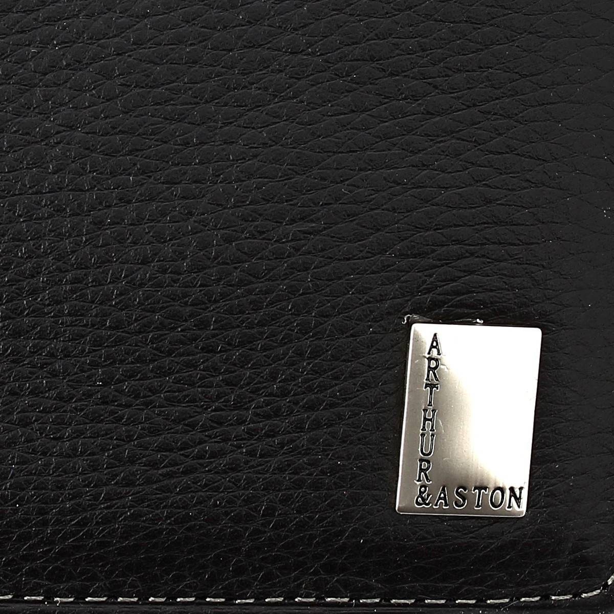 Porte-cartes italien Arthur & Aston Novak en cuir 576499 Noir détail logo
