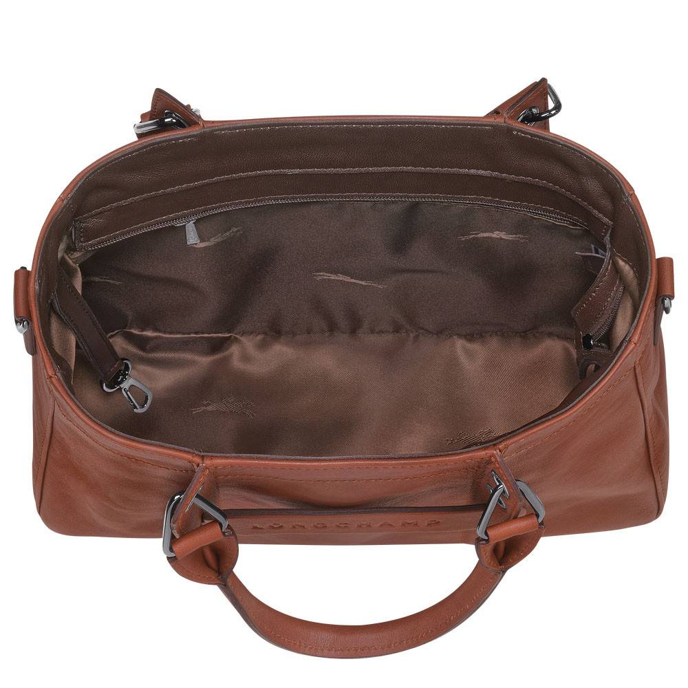 Petit sac porté main S Longchamp 3D L1115772504 Cognac vue intérieure