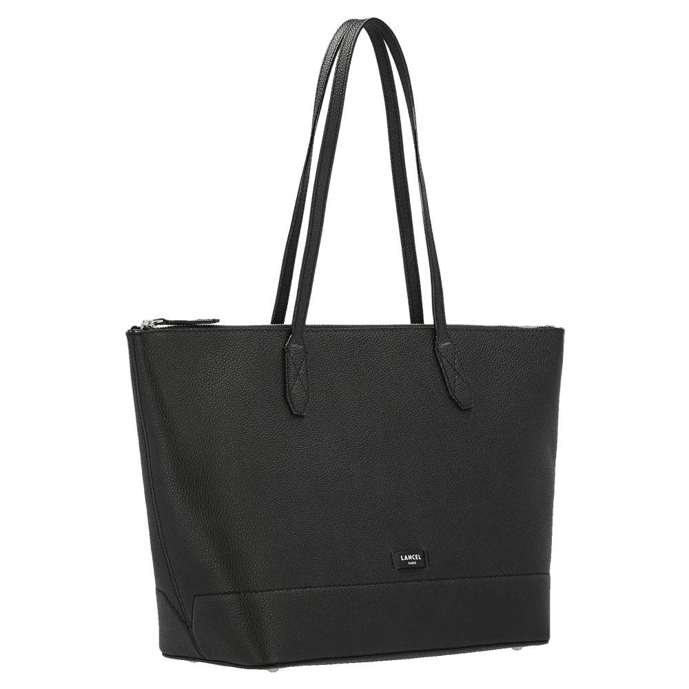 Grand sac cabas Lancel zippé Ninon A12090 10 couleur noir vue de profil
