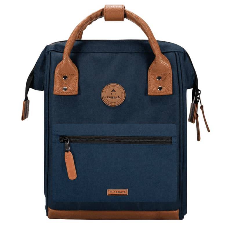 Petit sac à dos Cabaïa Adventurer Mini Chicago Bleu vue de face avec pochette zippée bleu