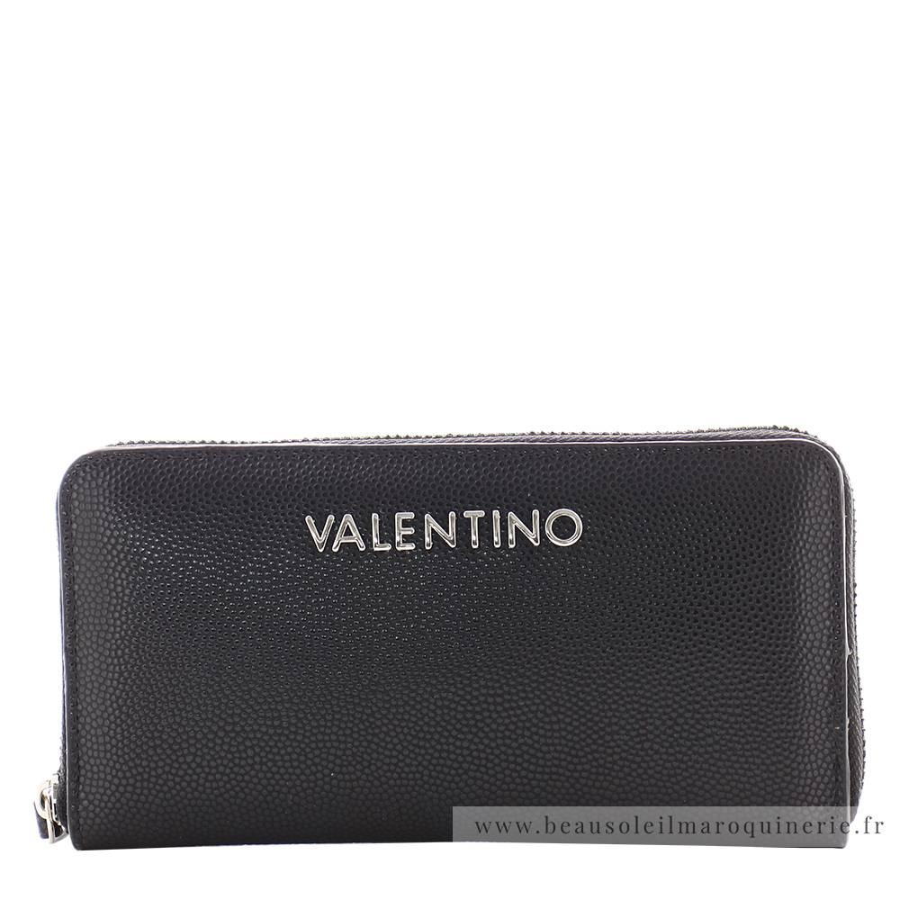Grand portefeuille zippé Valentino Bags Divina VPS1R4155G 001 noir vue de face