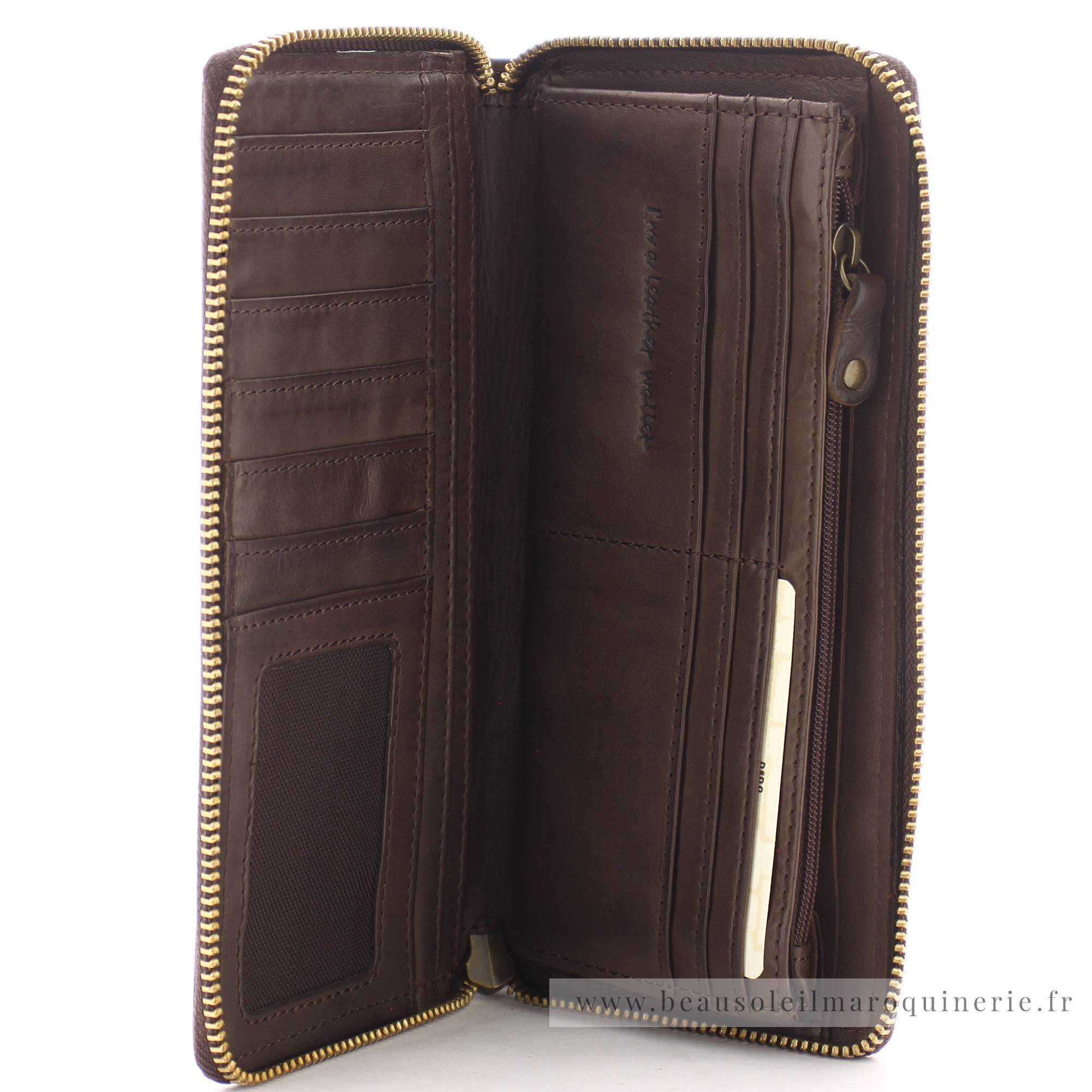 Grand portefeuille zippé Biba Boston BT10 MARRON de couleur marron, vue intérieur
