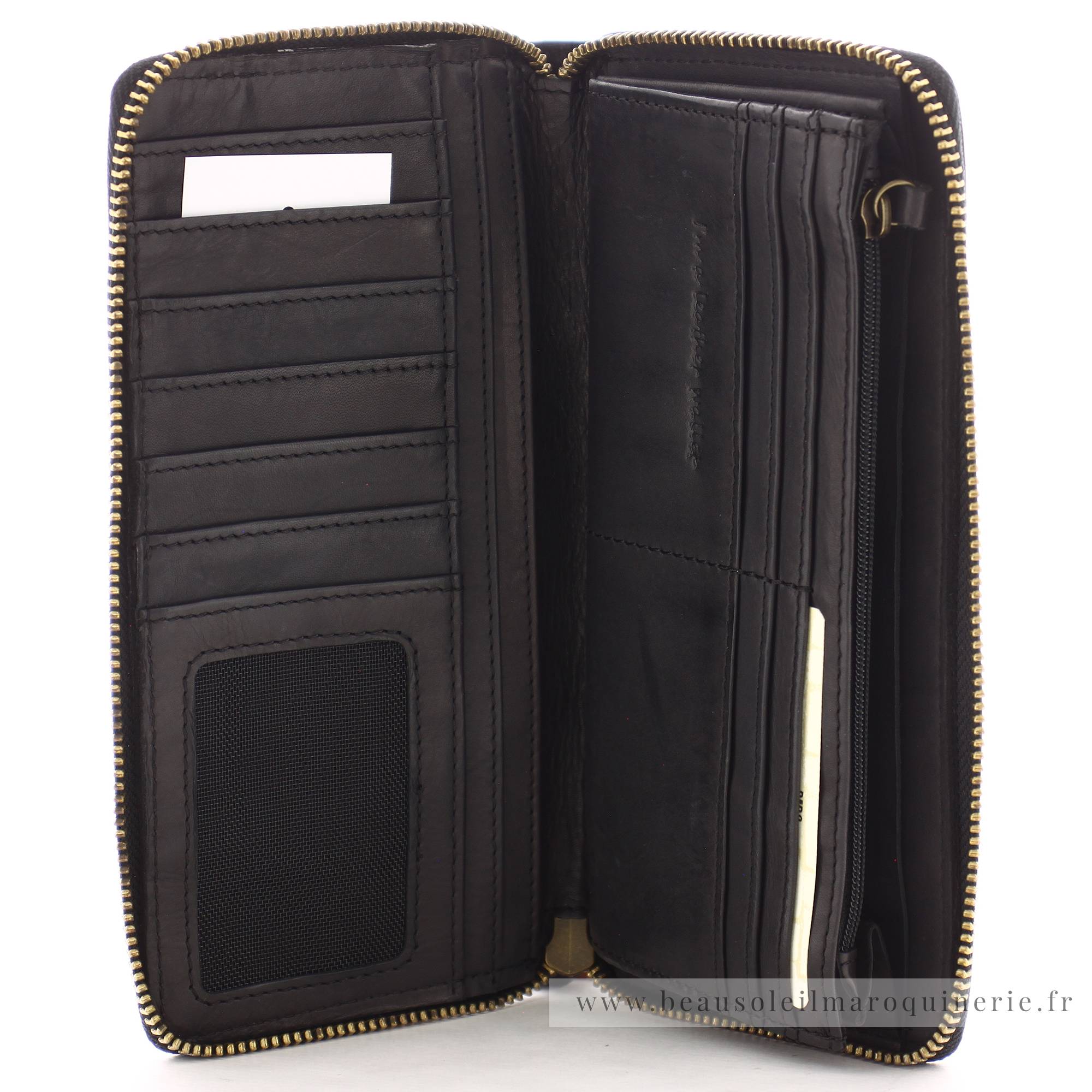 Grand portefeuille zippé Biba Boston BT10 NEGRO de couleur noir, vue intérieur