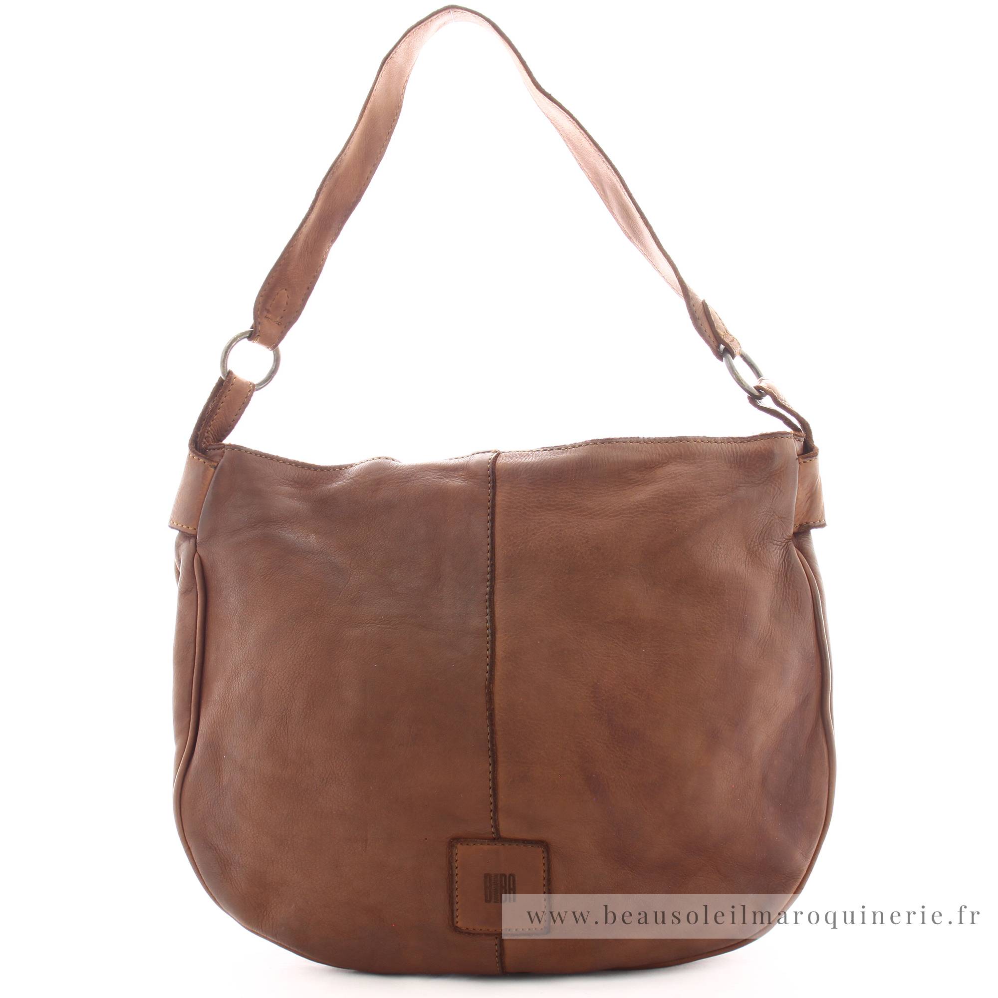 Grand sac porté travers Boston BT17 CUERO Biba couleur cognac vue de face