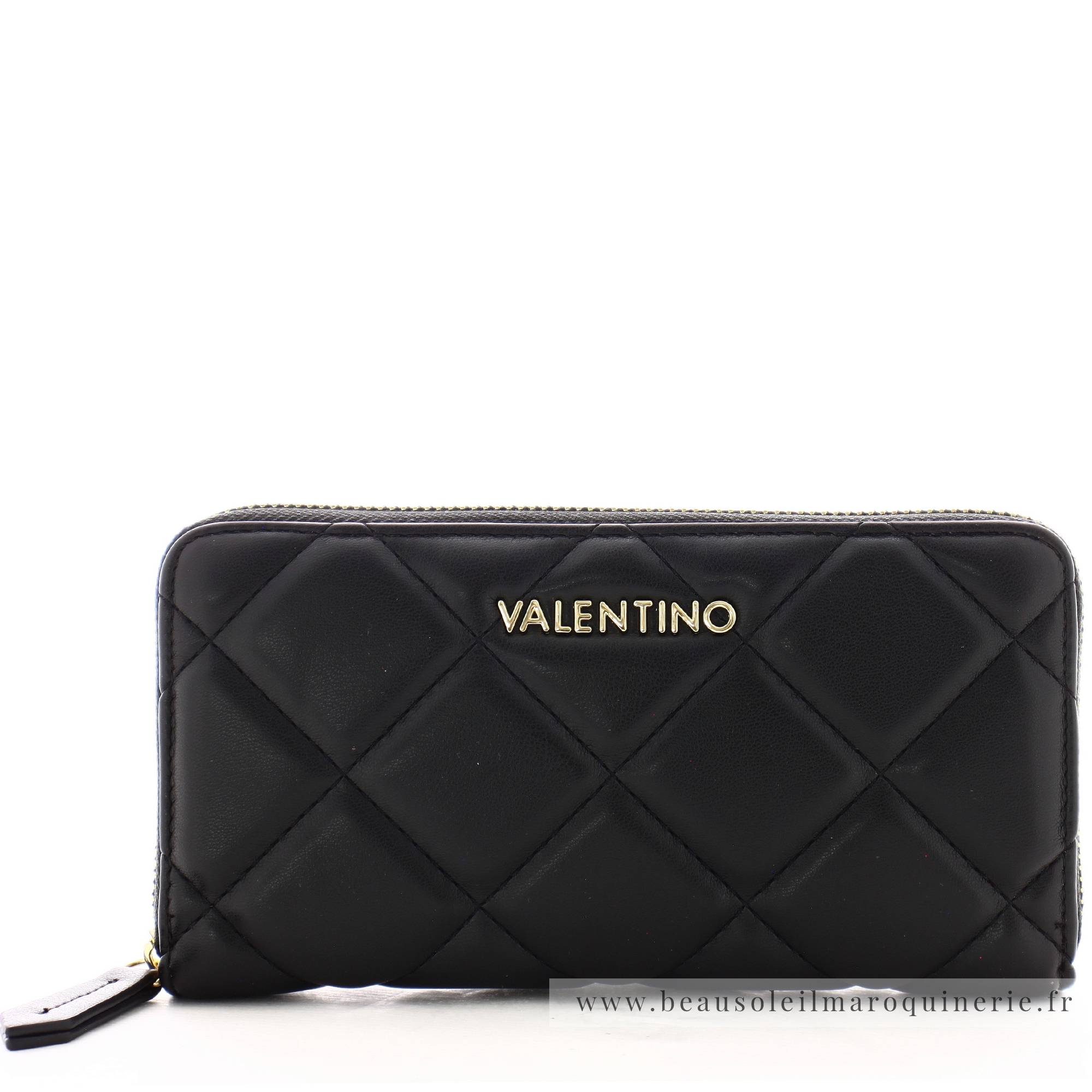 Grand portefeuille zippé effet matelassé Valentino VPS3KK155 couleur noir vue de face