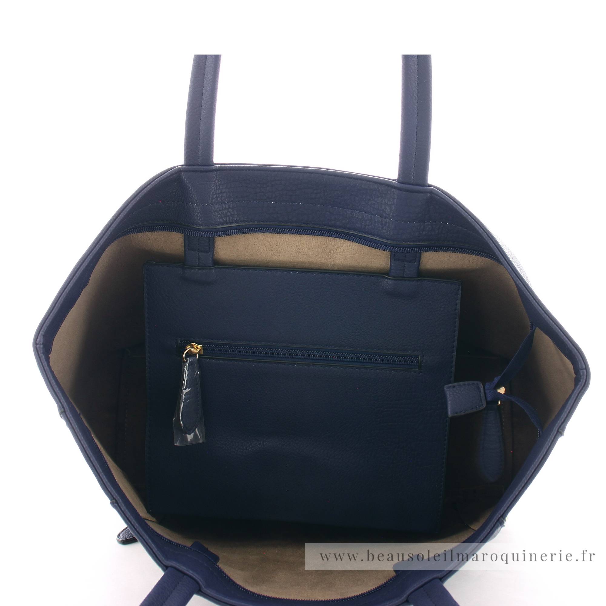 Grand sac shopping Fuchsia porté épaule Cara F1598-1BM couleur bleu marine