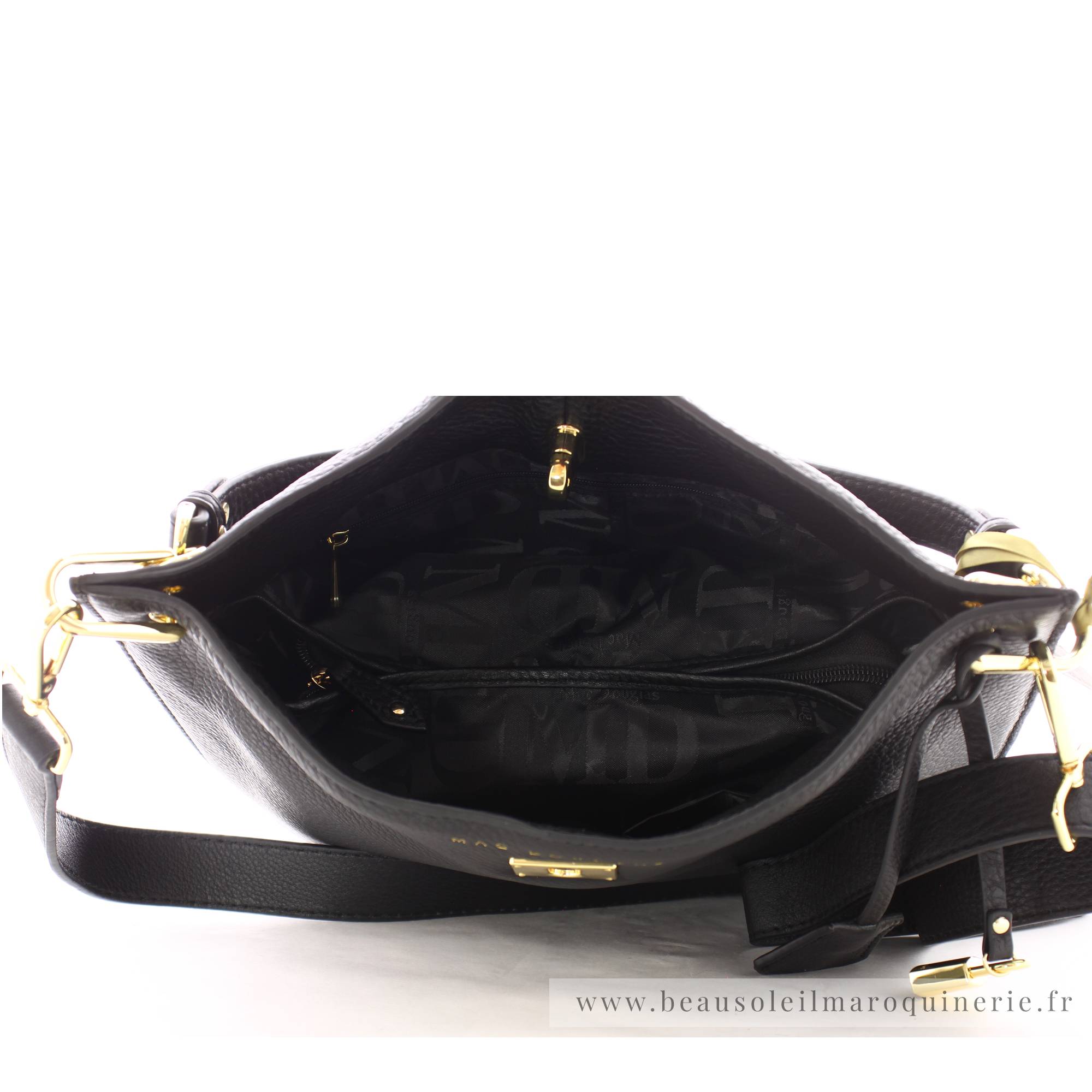Petit sac d'épaule en cuir Mac Douglas Kentucky S Romy VG01 Noir intérieur