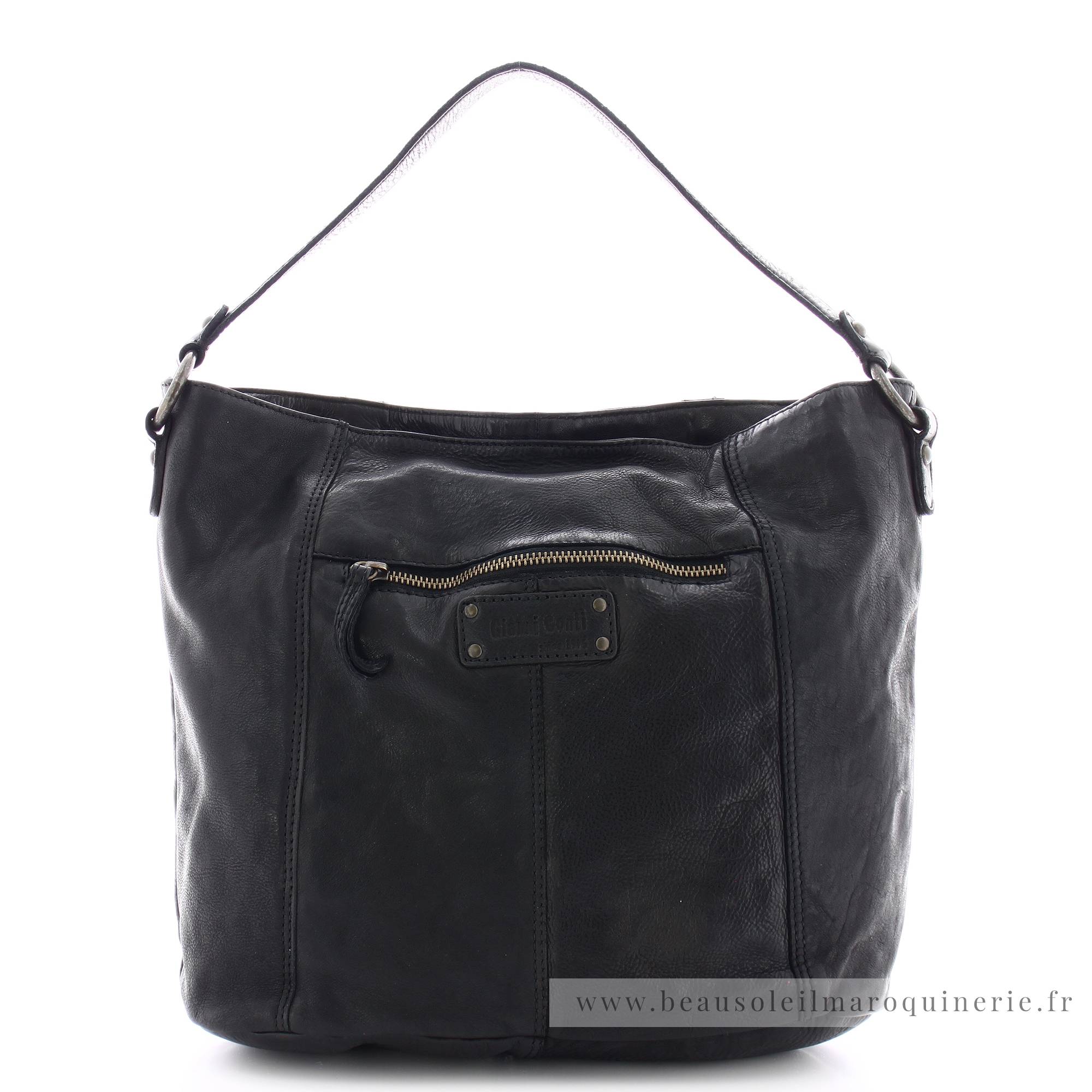 Sac hobo cuir noir on sale