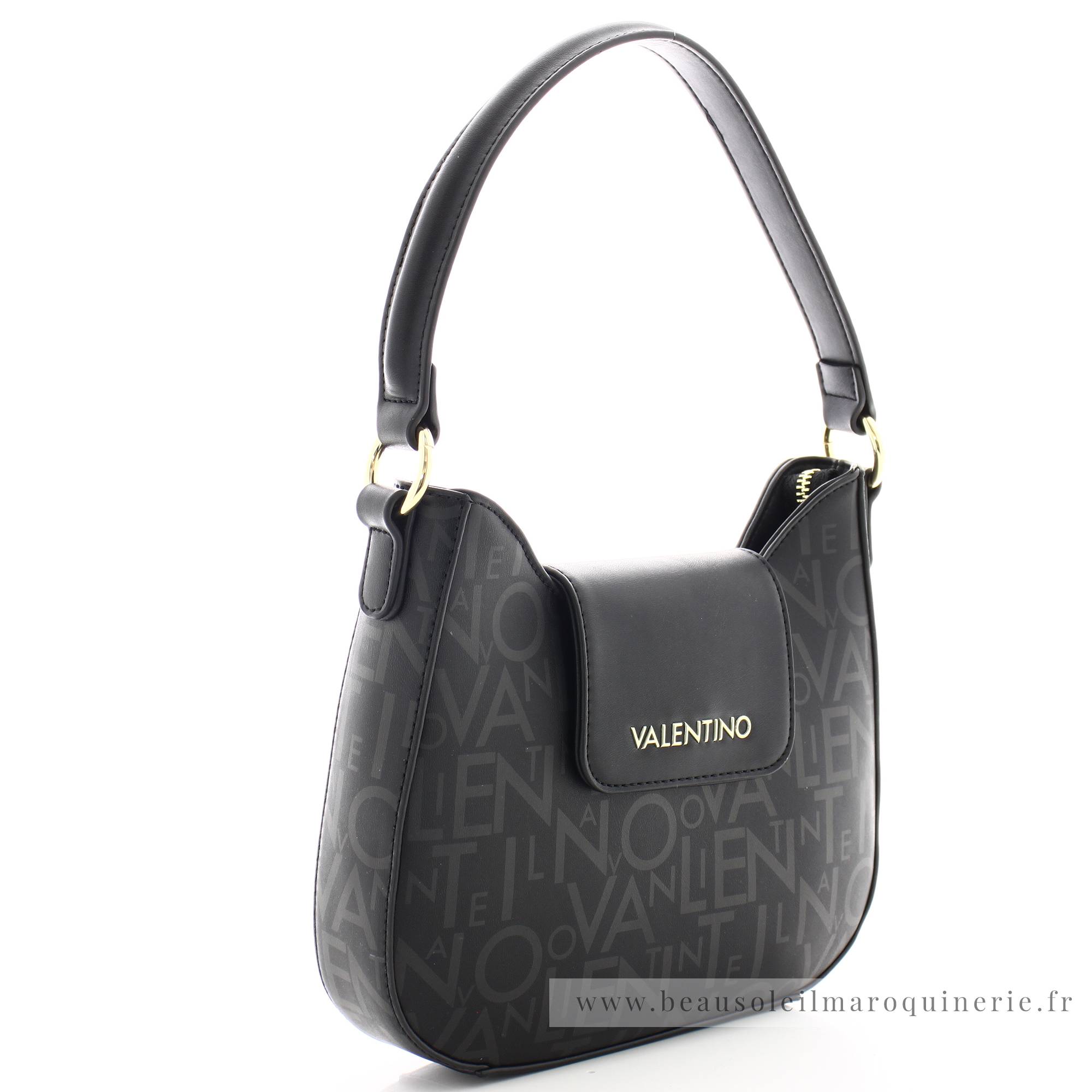 Sac hobo porté main/travers Valentino Bags VBS6M203 001 couleur noir vue de profil