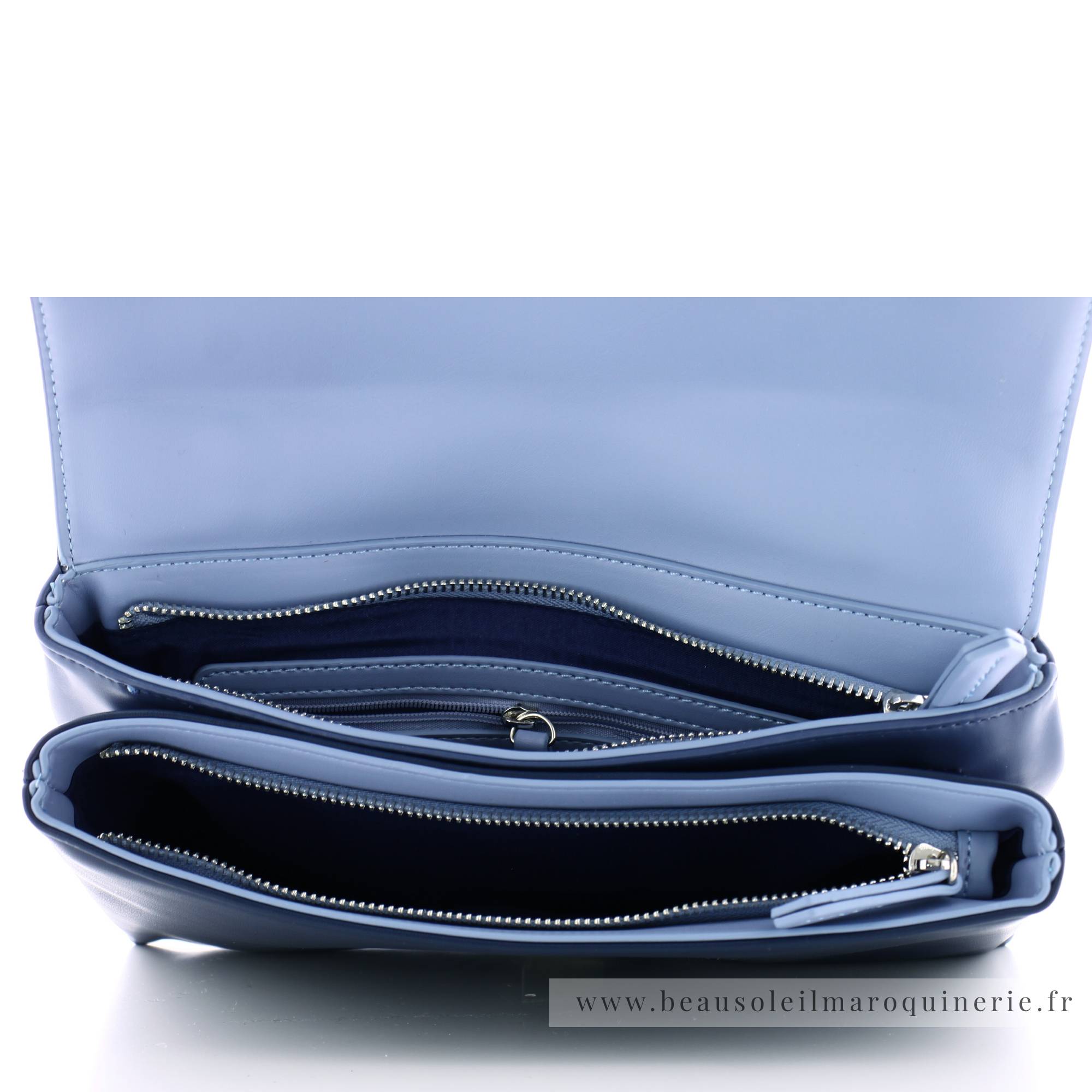 Sac Valentino Bags bandoulière chaîne à rabat VBS6L501E18 bleu vue intérieur