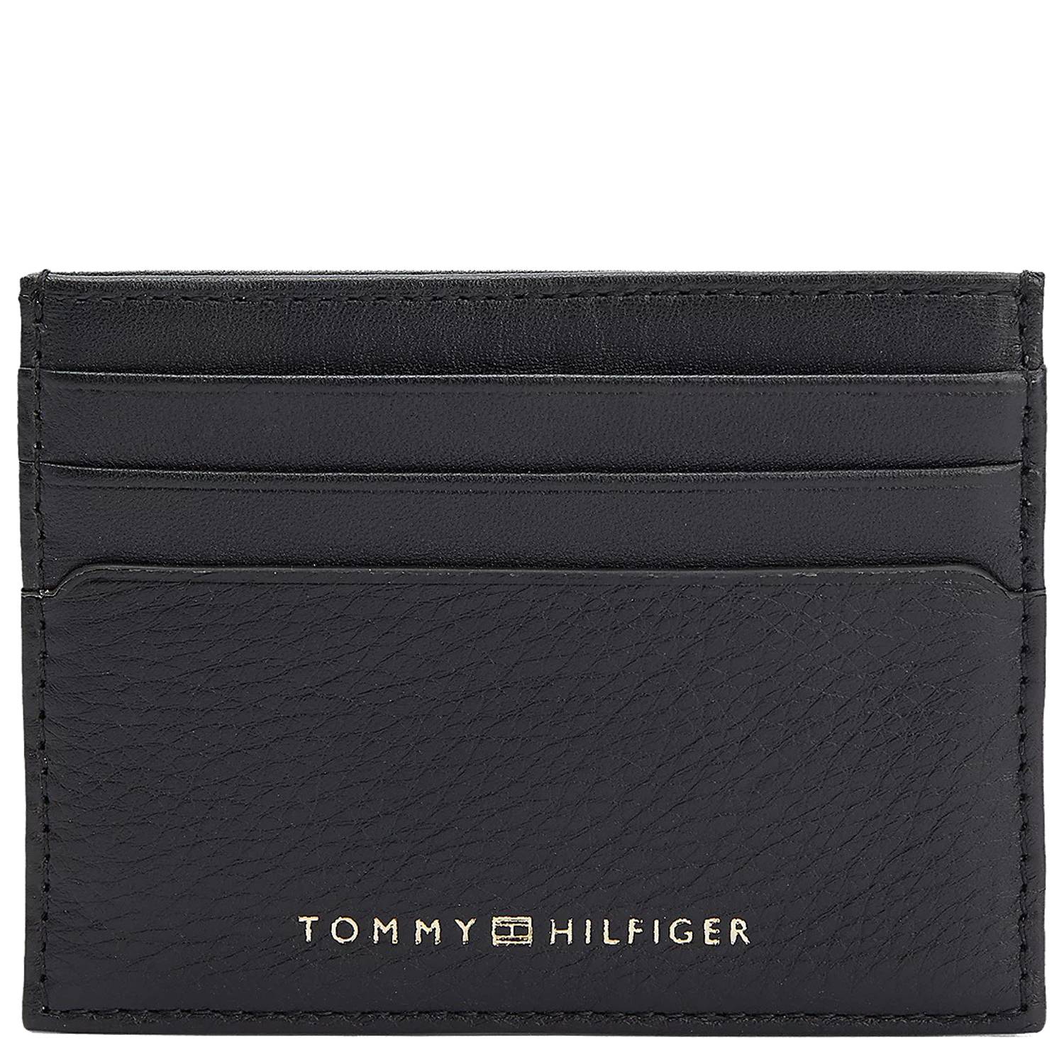 Porte-cartes Tommy Hilfiger en cuir Premium AM0AM10240 BDS noir couleur noir vue de face