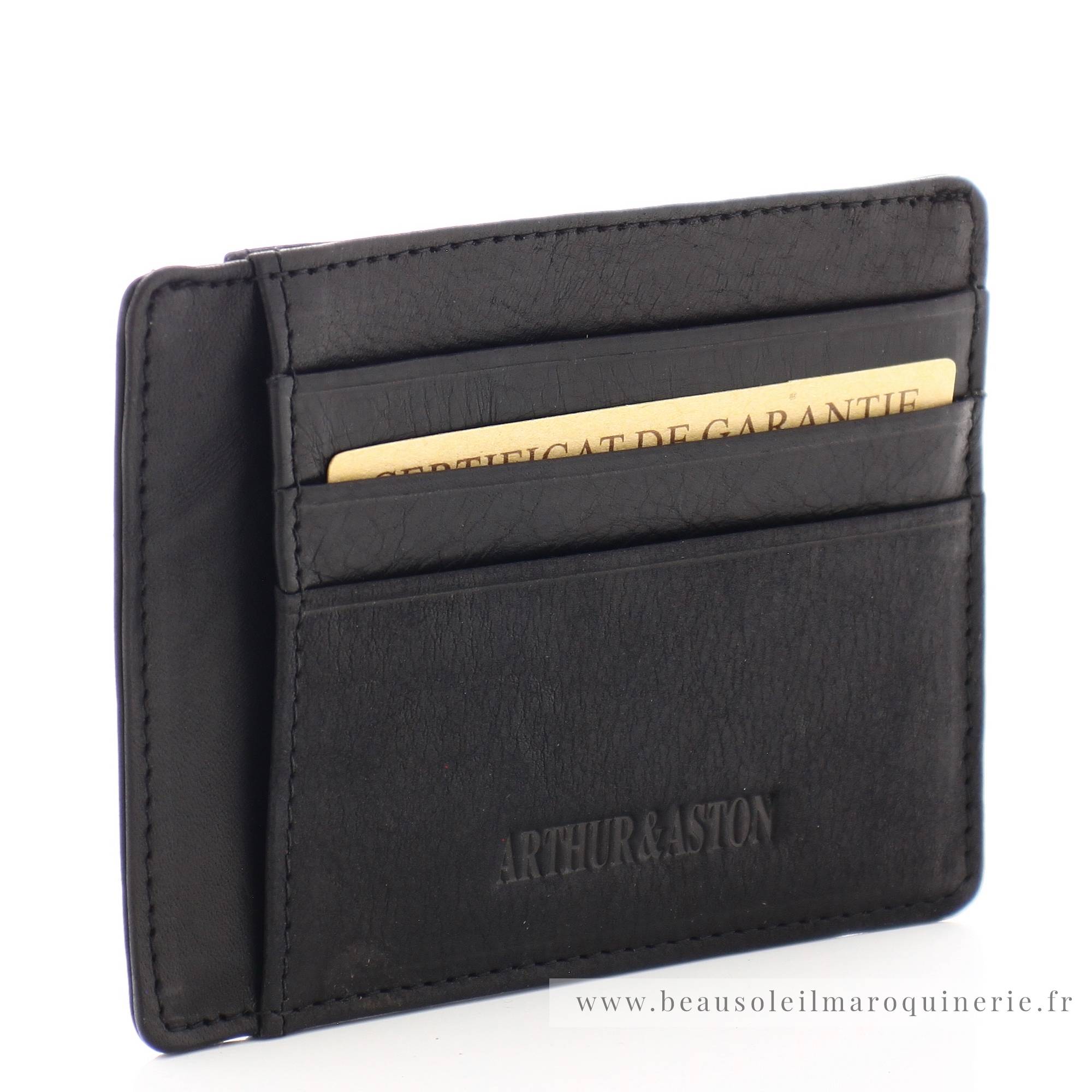 Porte cartes Arthur Aston Louis format mini cuir 94-147A couleur noir, vue de côté