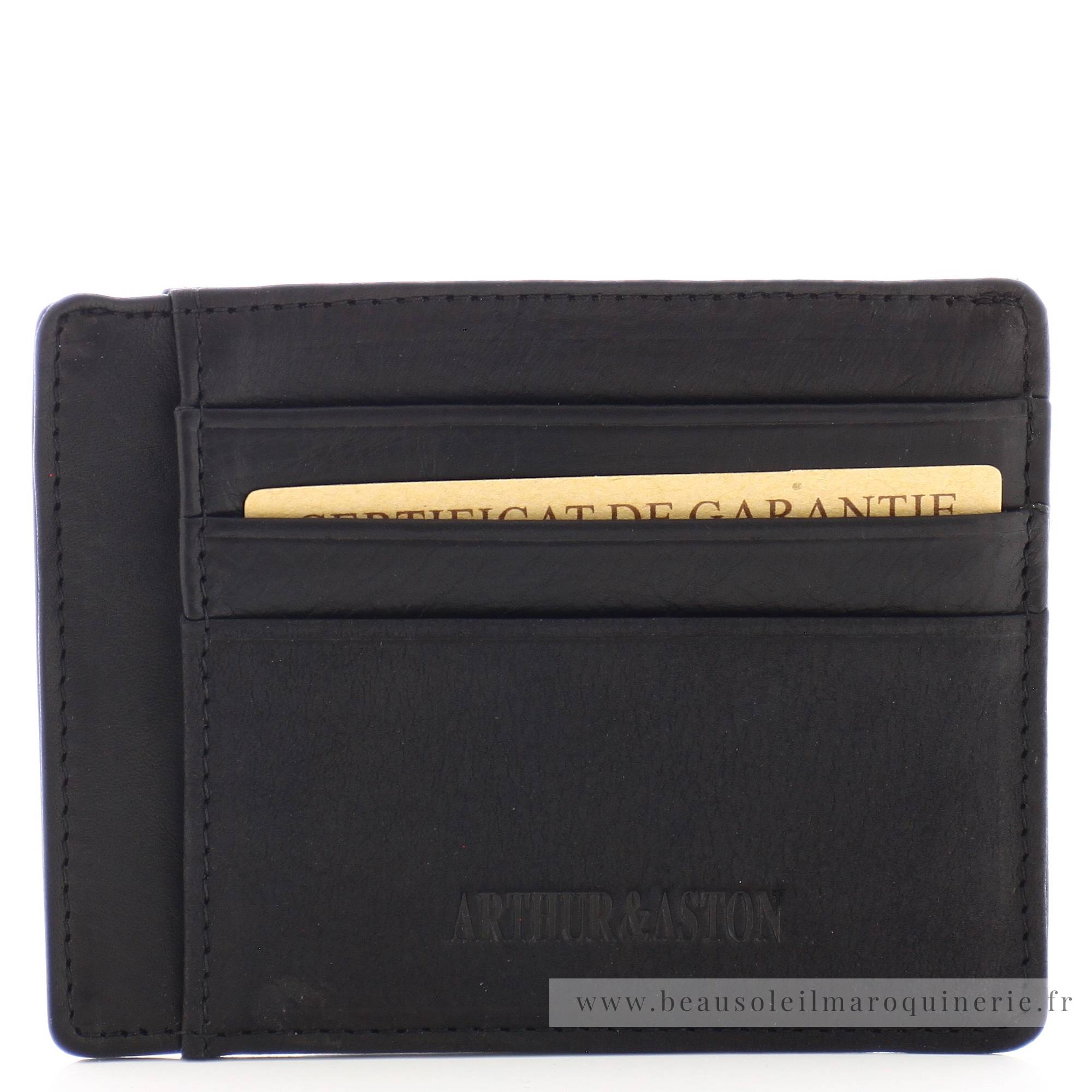 Porte cartes Arthur Aston Louis format mini cuir 94-147A couleur noir, vue de face