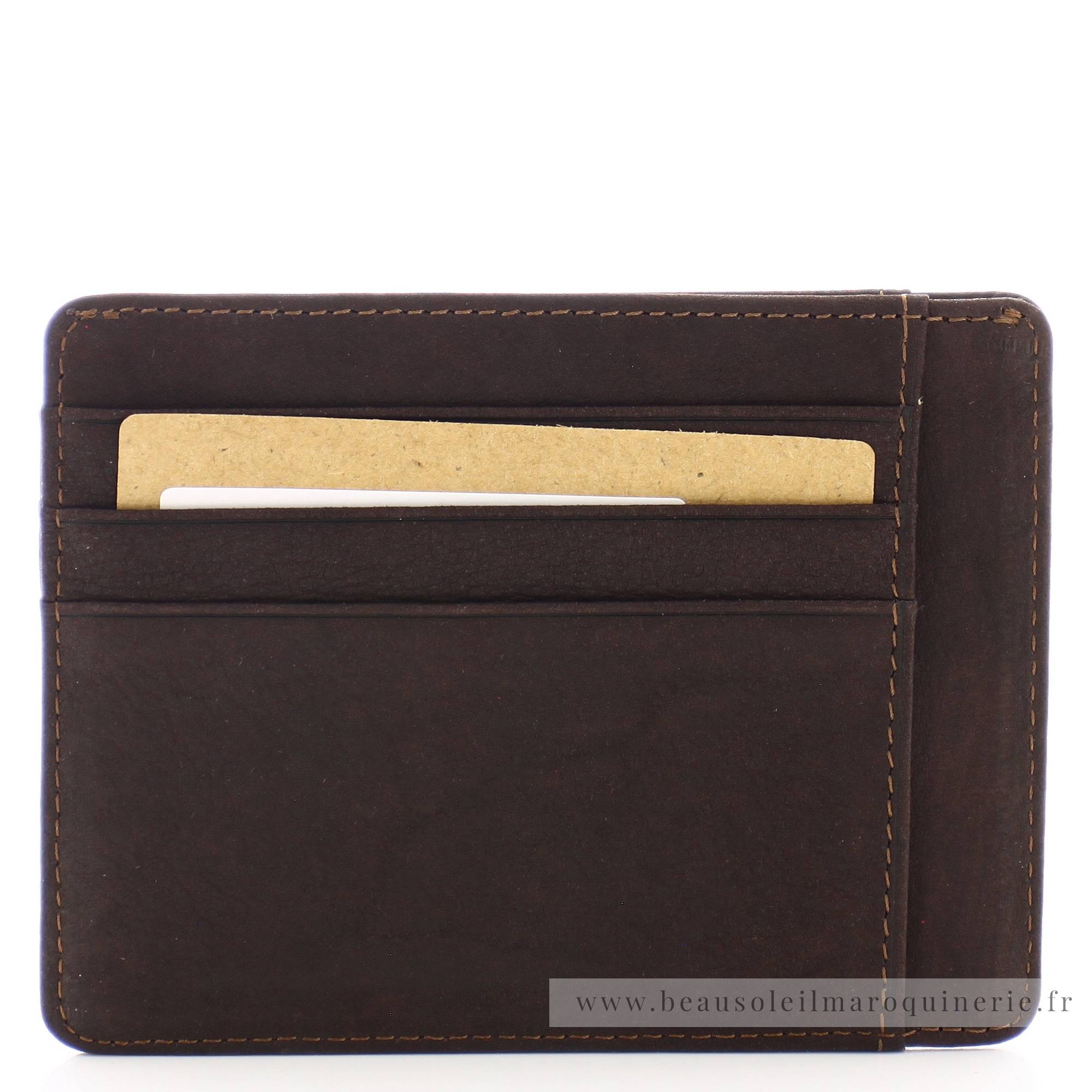 Porte cartes Arthur Aston Louis format mini cuir 94-147C couleur châtaigne, vue de dos