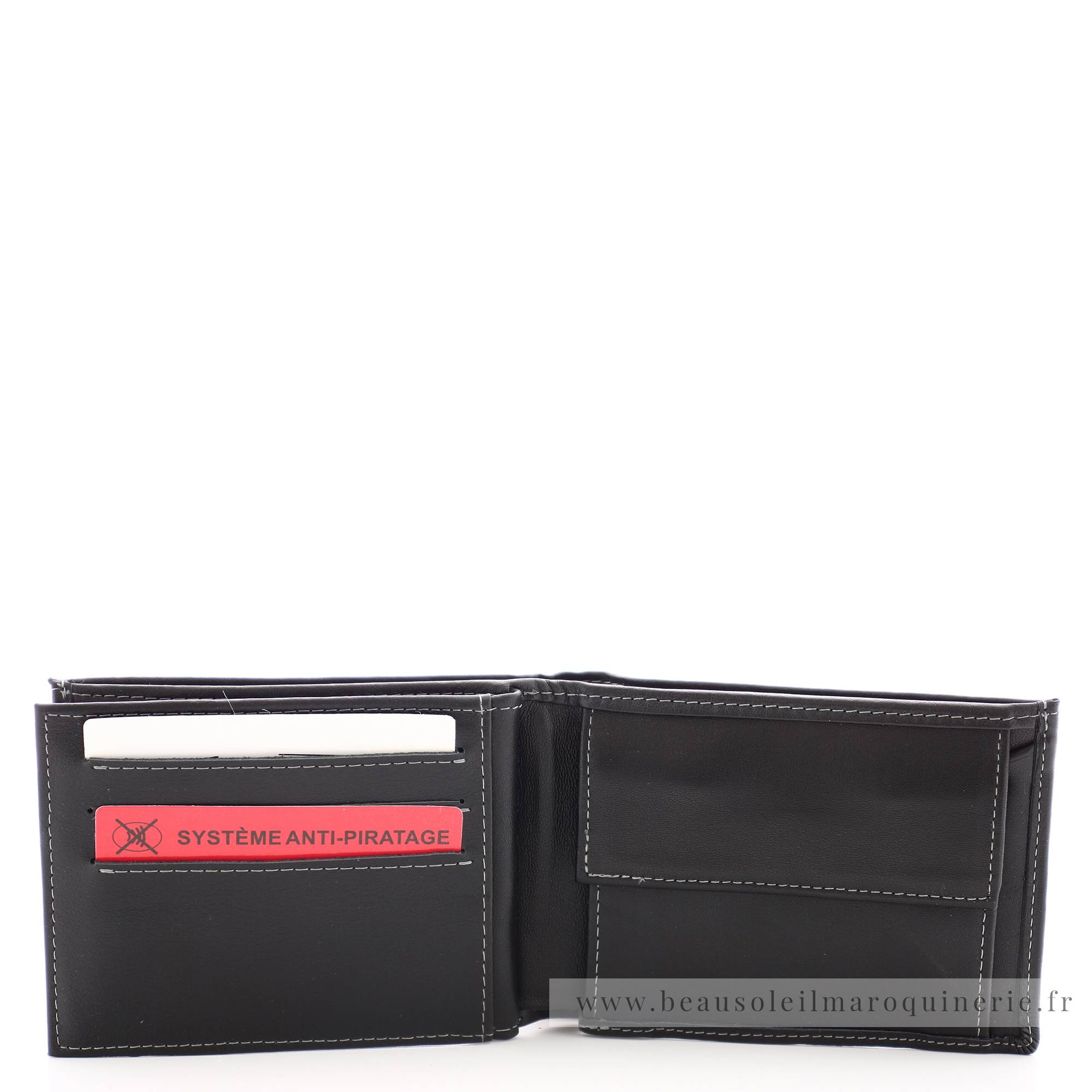 Porte-cartes italien Arthur & Aston Novak en cuir 576499 A couleur noir ouvert