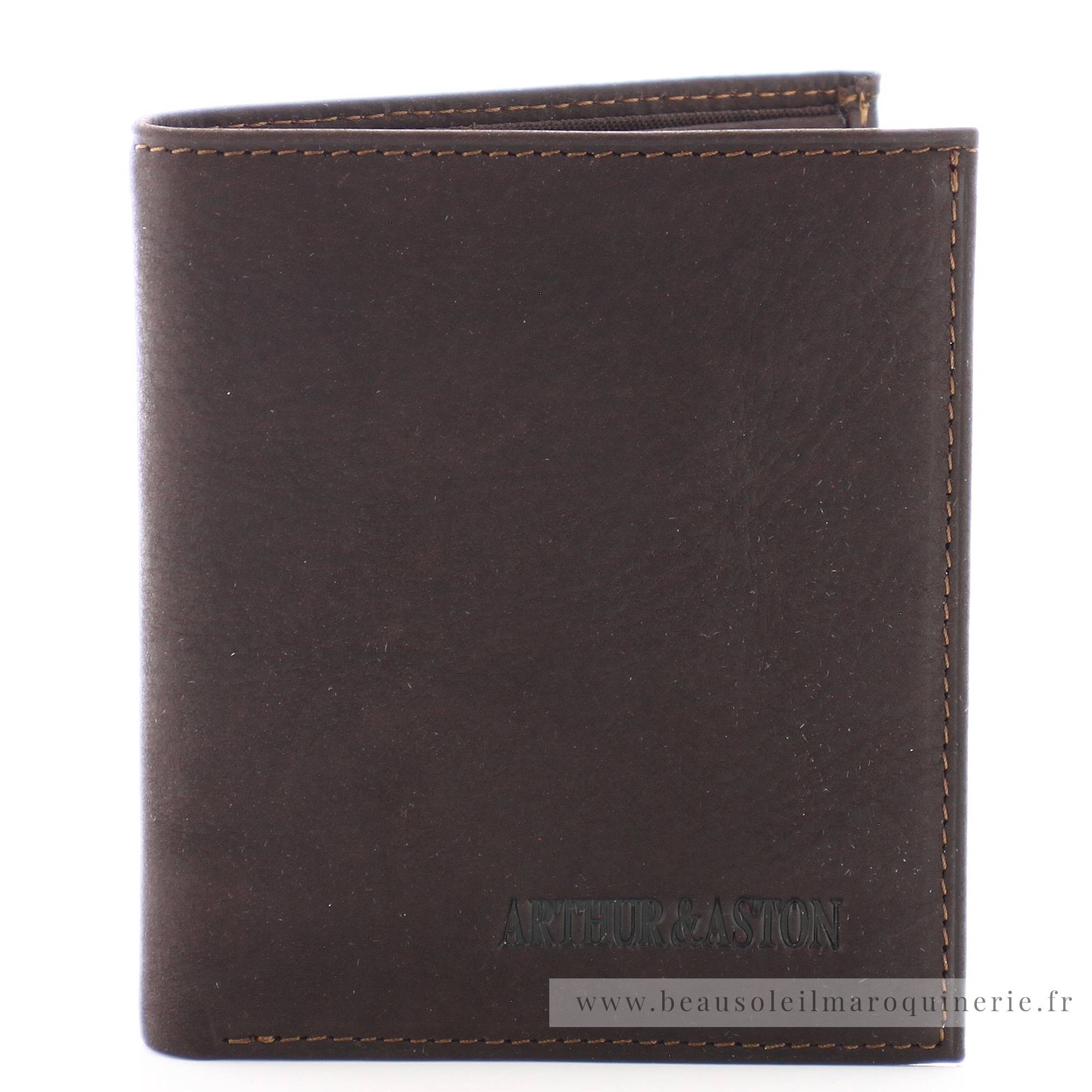 porte-cartes en cuir Arthur & Aston 94702 C couleur châtaigne vue de face