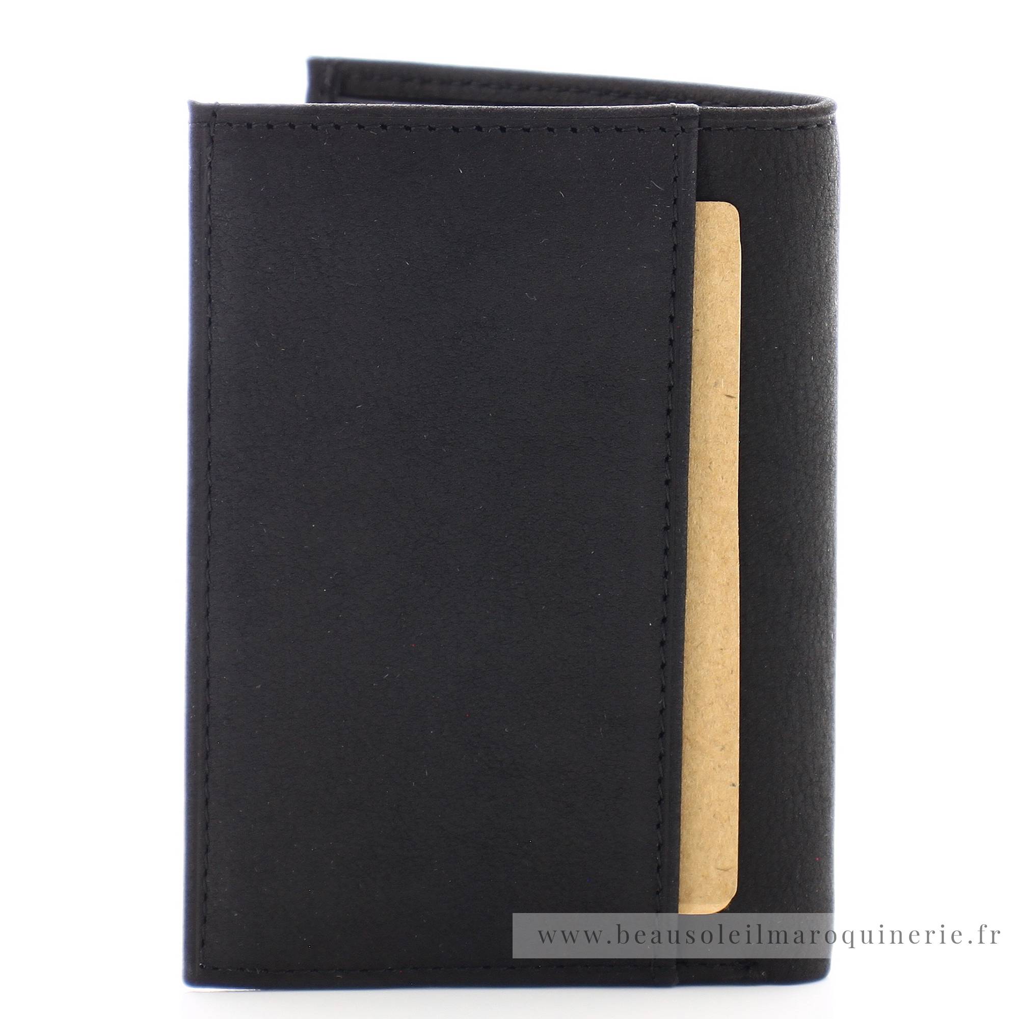 Porte cartes Arthur & Aston en cuir gras Louis 94-100A couleur noir vue de dos