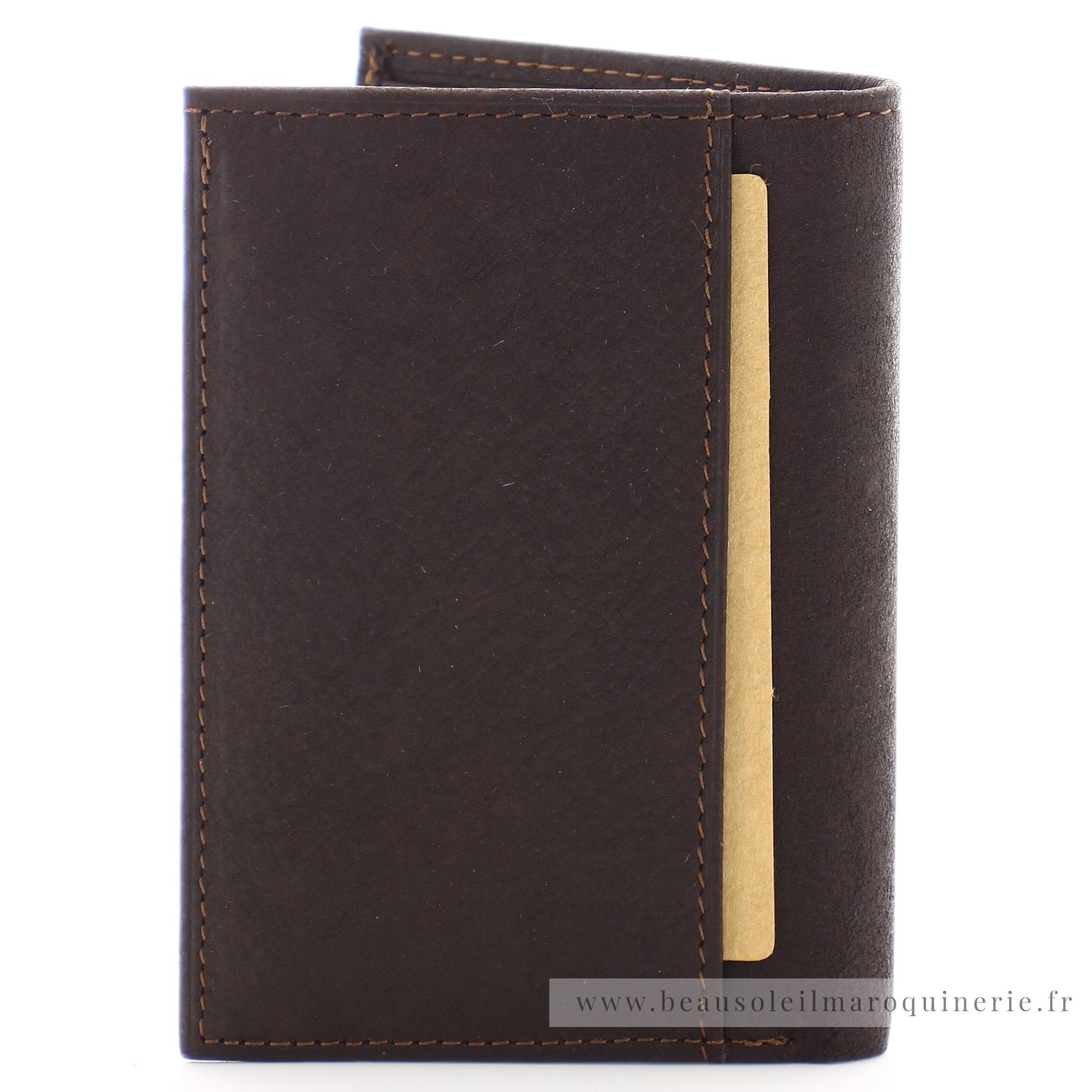 Porte cartes Arthur & Aston en cuir gras Louis 94-100C couleur châtaigne vue de dos