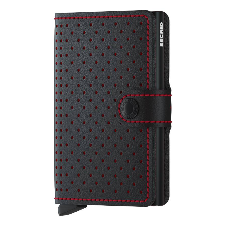 Porte-cartes cuir perforé Secrid Miniwallet MPF Black Red (Noir/Rouge)