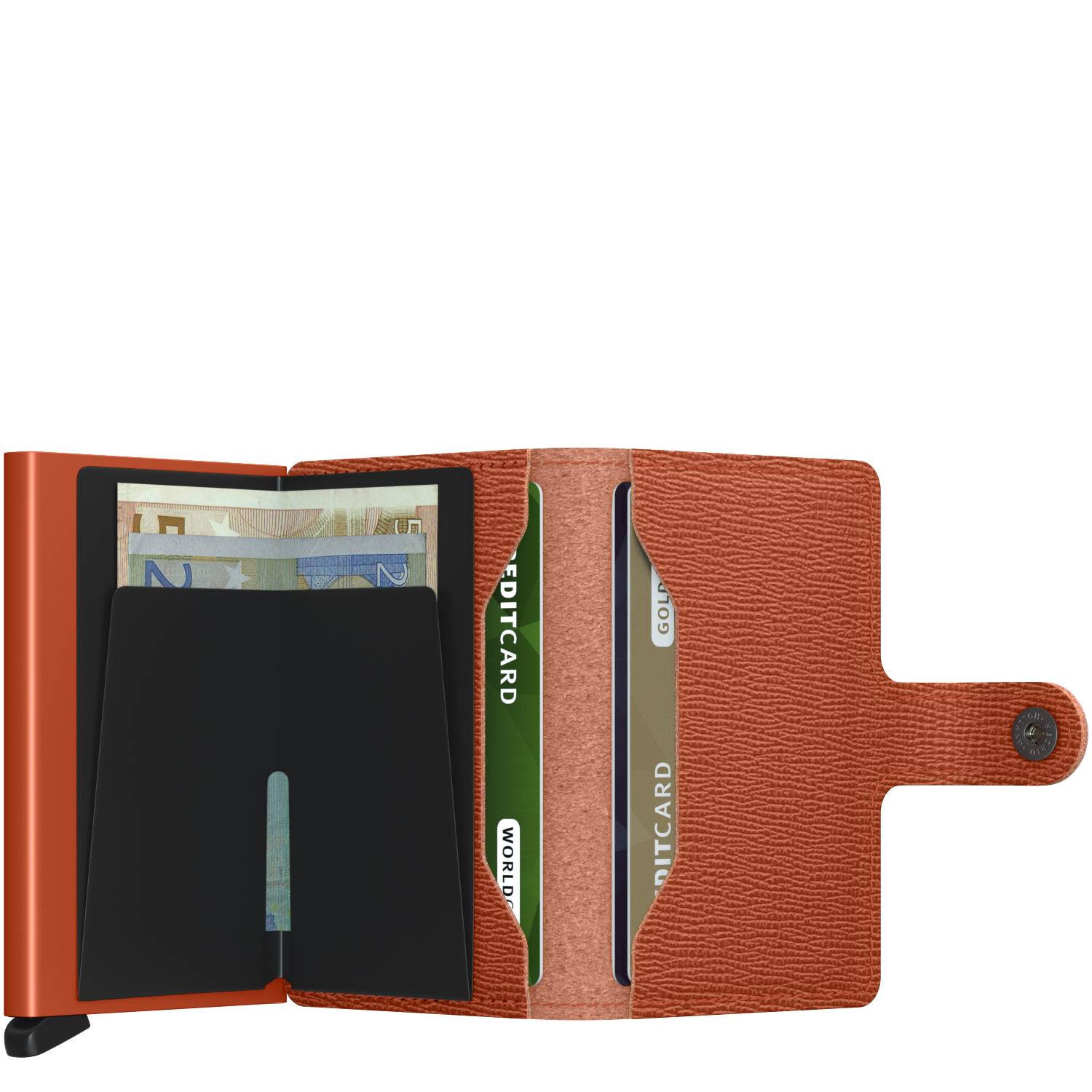 Porte-cartes cuir texturé Secrid Miniwallet Crisple MC Pumpkin (Orange citrouille) rangements internes