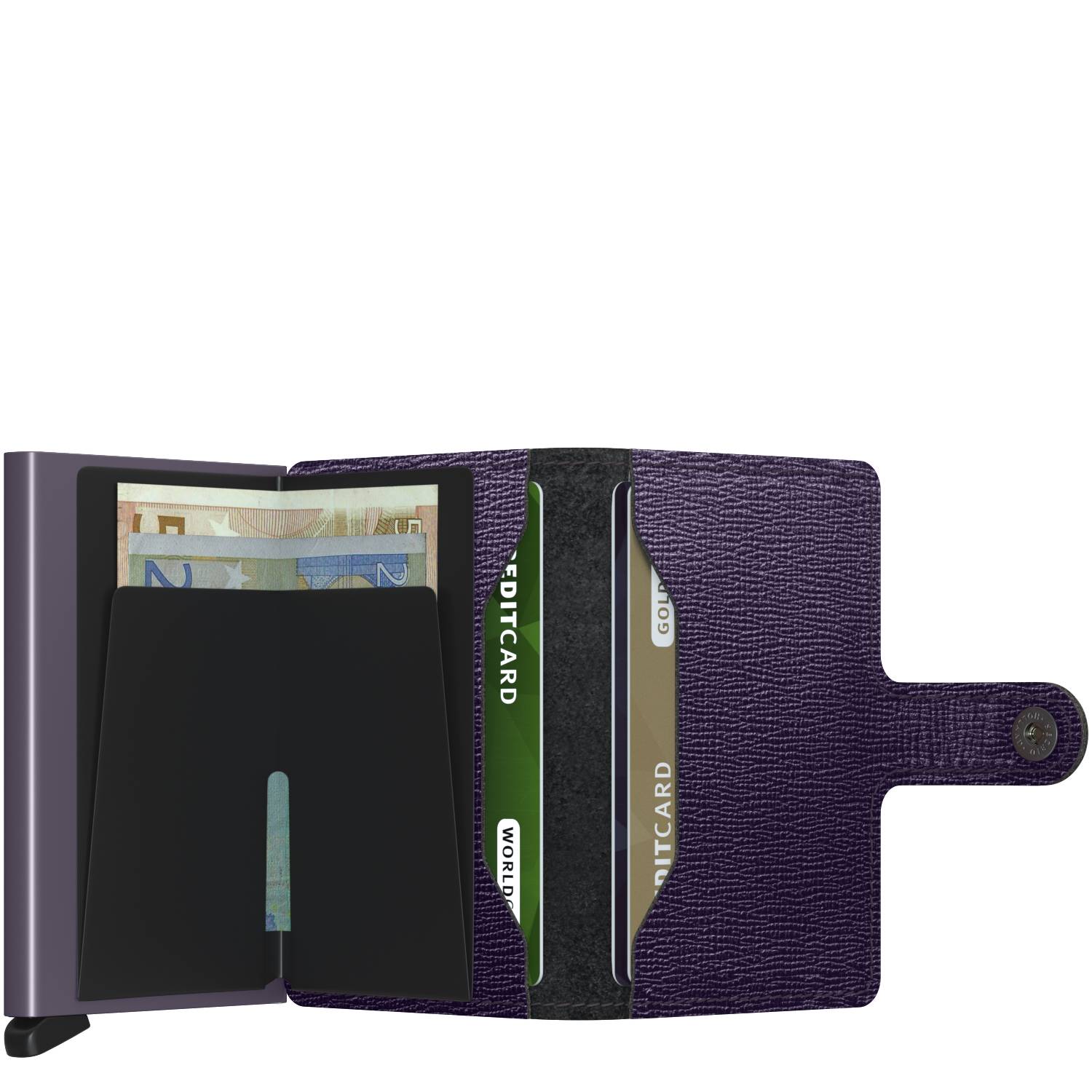 Porte-cartes cuir texturé Secrid Miniwallet Crisple MC Purple (Violet) rangements internes cartes