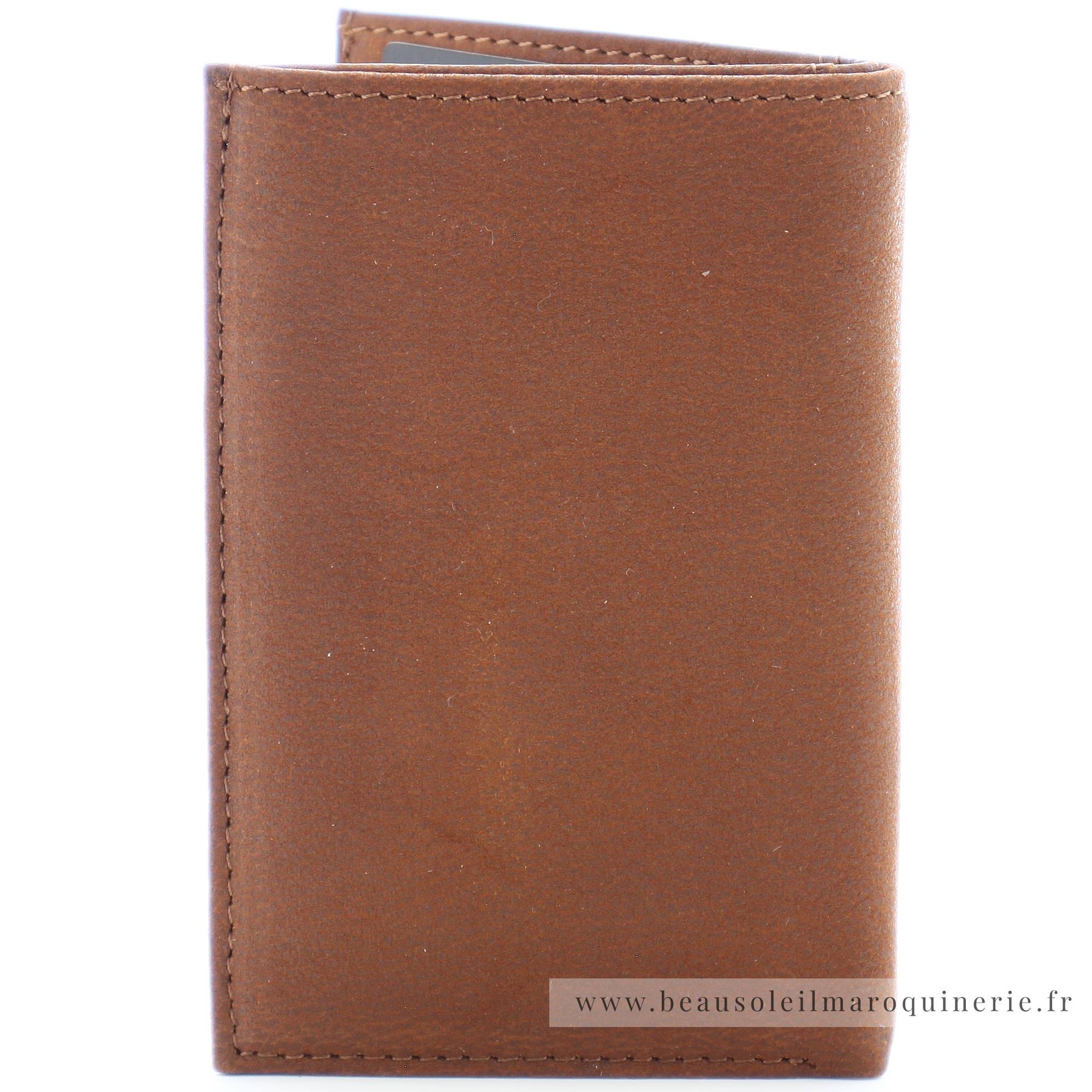 Porte-cartes en cuir pleine fleur 1978-119-B Arthur Aston couleur cognac vue de dos