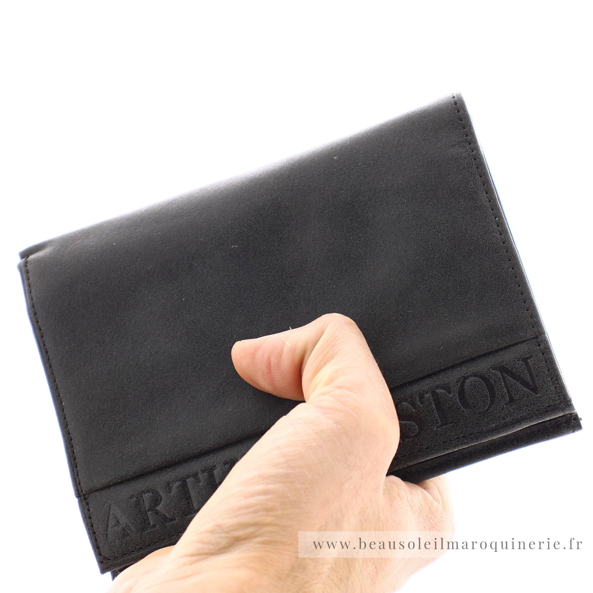 Grand portefeuille (3 volets) Arthur & Aston Diego 1438-423 couleur noir porté main
