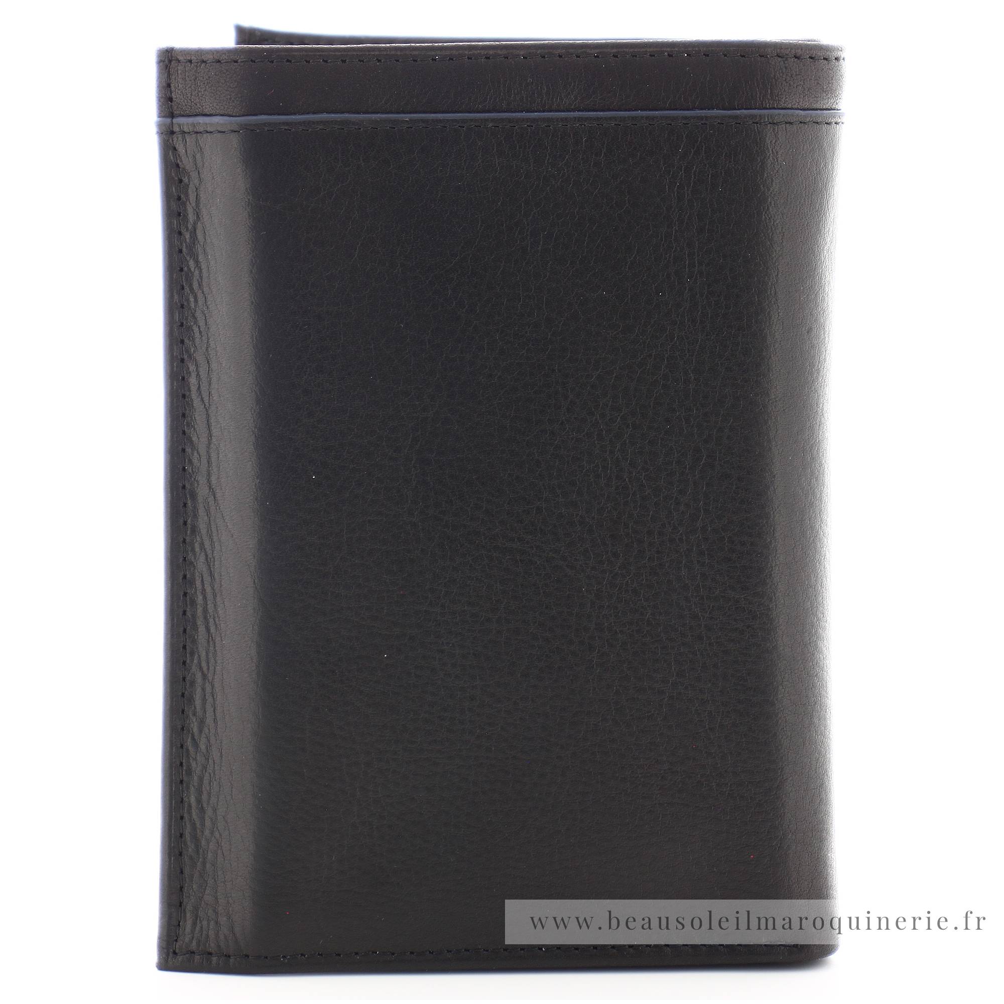 Grand portefeuille homme en cuir plongé Ennis 2022-423-A couleur noir, vue de dos