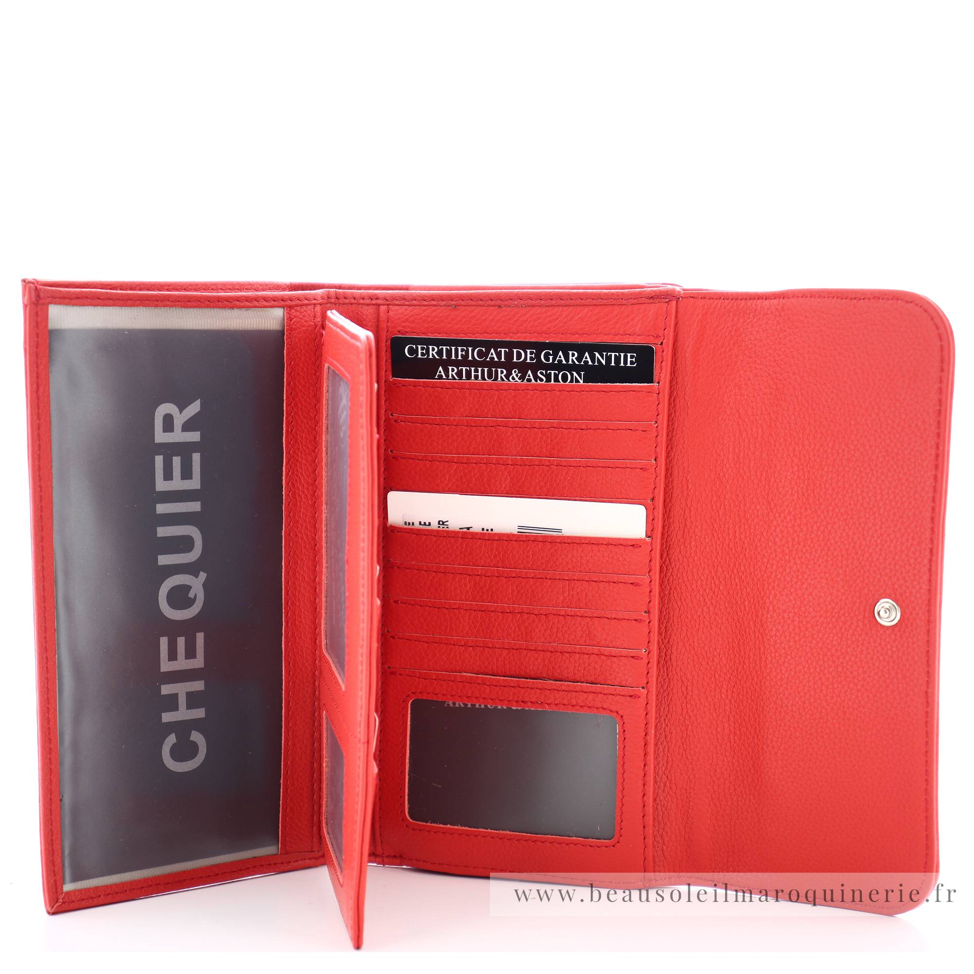 Compagnon porte-chéquier Célia  2023-197-E couleur rouge, ouvert