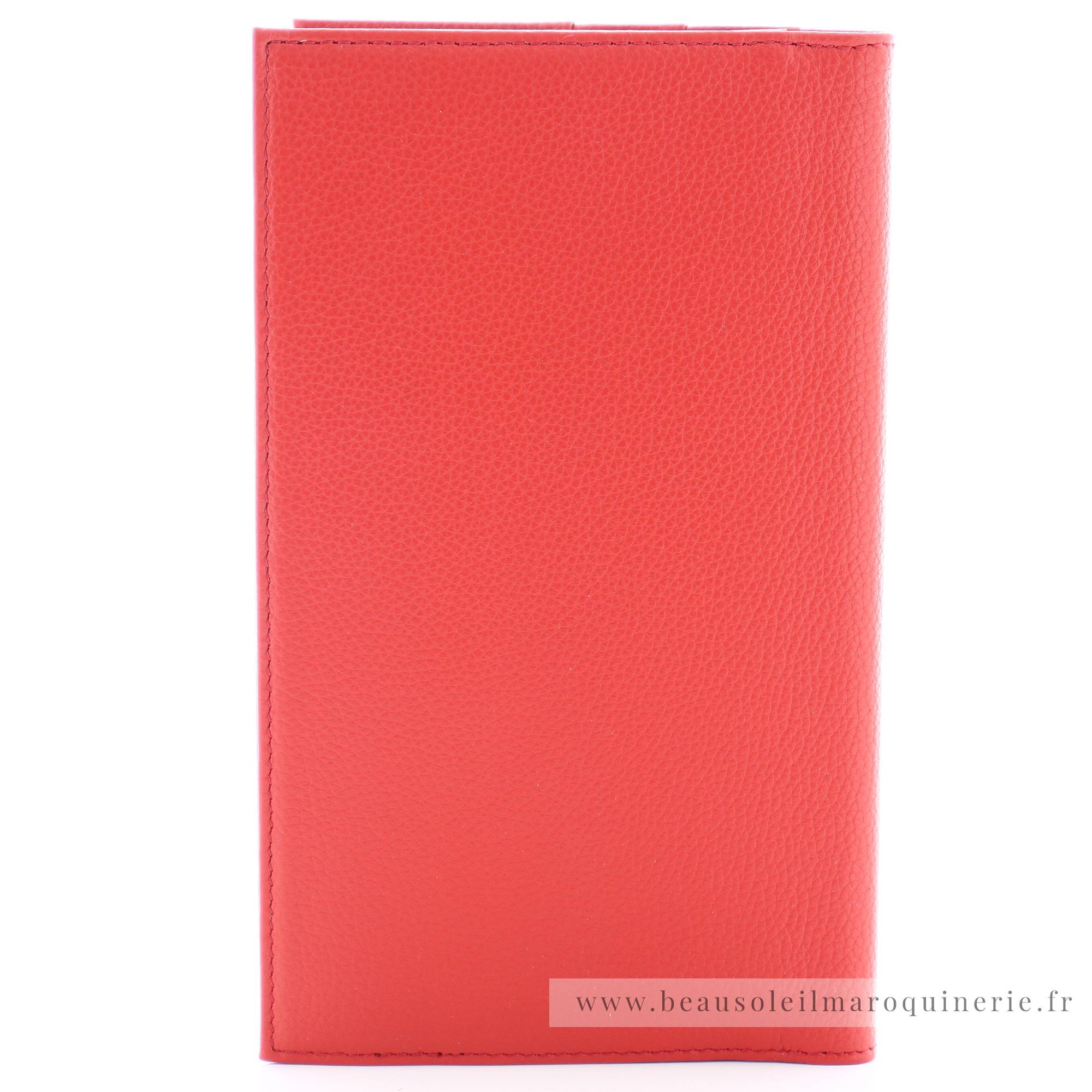 porte chéquier en cuir Arthur & Aston 2023-206-E couleur rouge, vue de dos