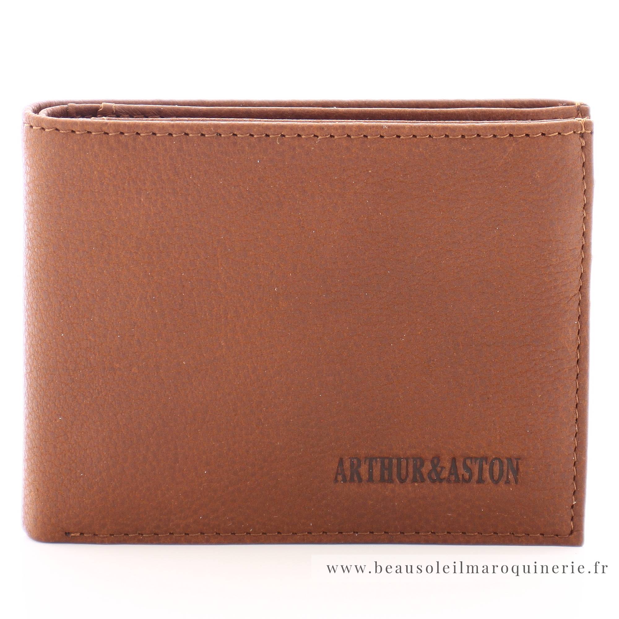 Portefeuille horizontal en cuir Arthur & Aston Oscar 1978-573-B cognac vue de face
