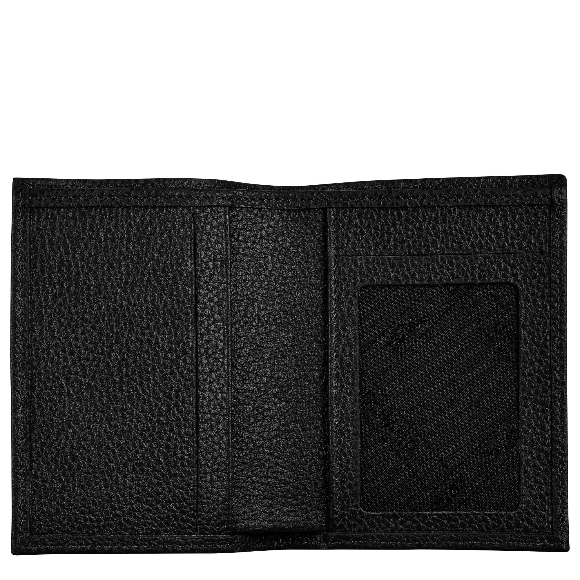Porte-cartes pliable Longchamp Le Foulonné L3572021001 noir ouvert