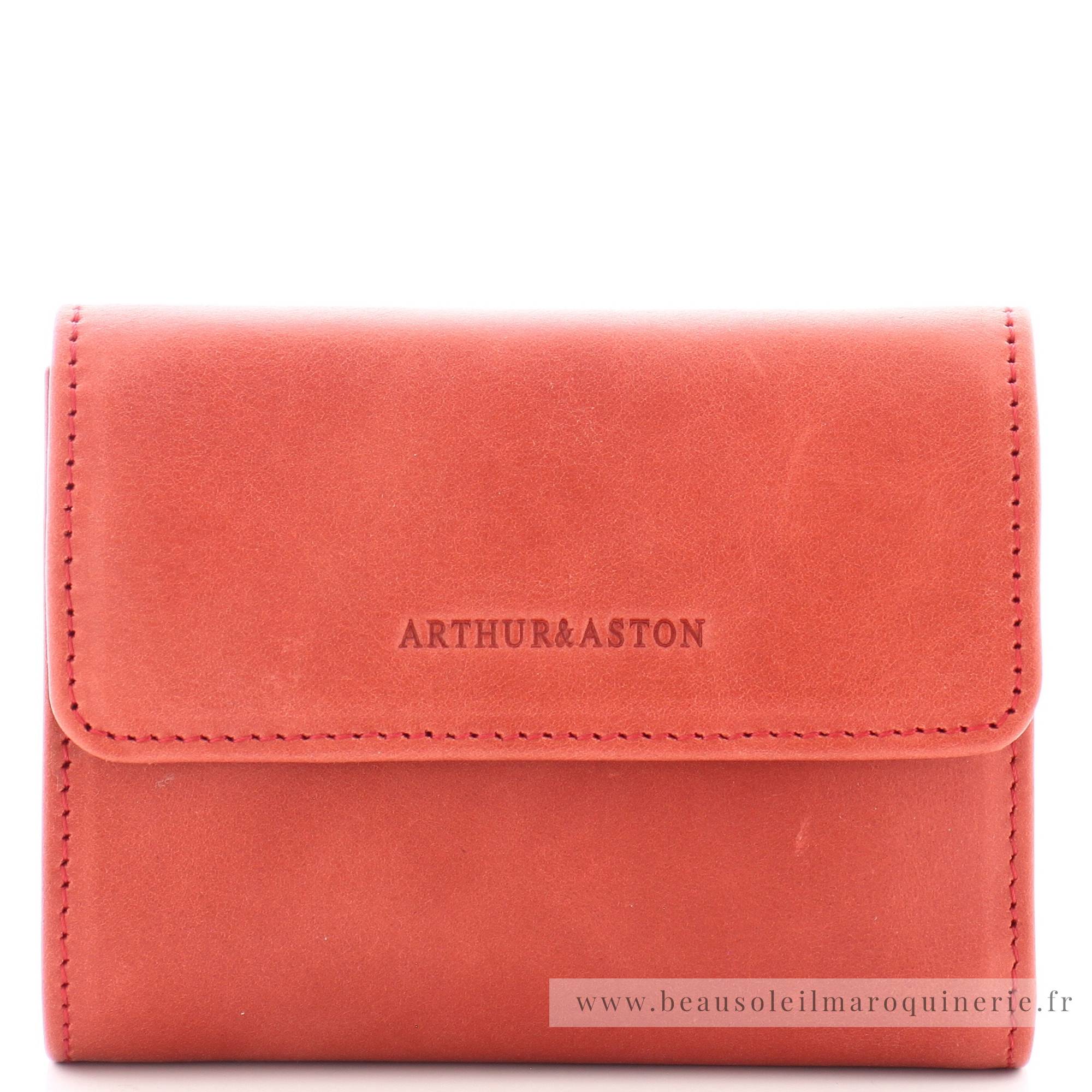 Porte-cartes en cuir femme Arthur & Aston Isabel 1252-171E rouge vue de face