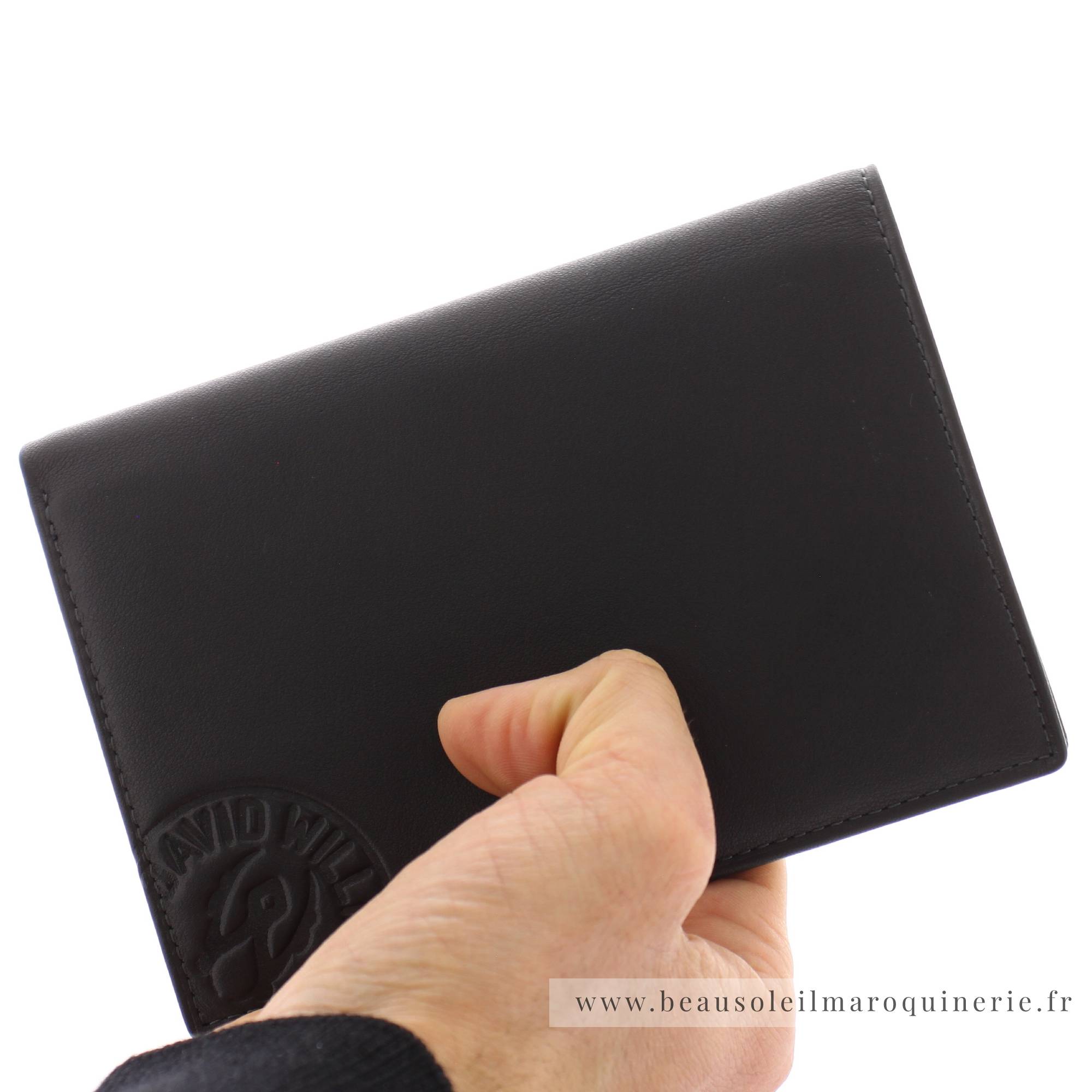 Portefeuille grand format en cuir Annan David William D5308NR noir porté main