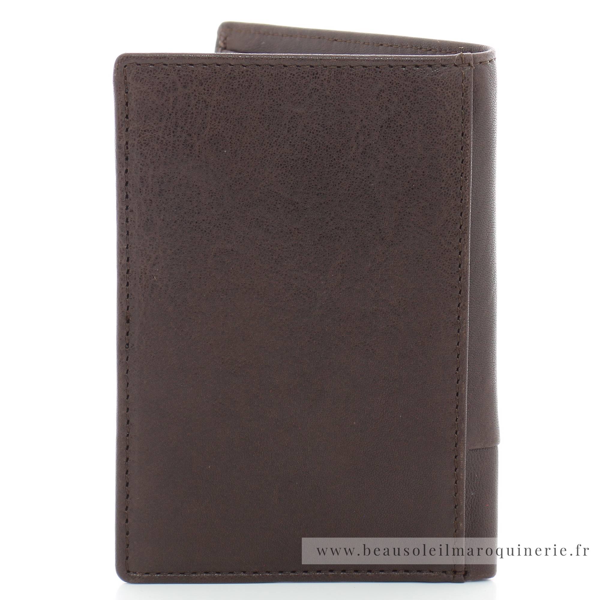 Portefeuille porte-cartes Serge Blanco en cuir ligne Anchorage, référence ANC21052 180  chocolat dos